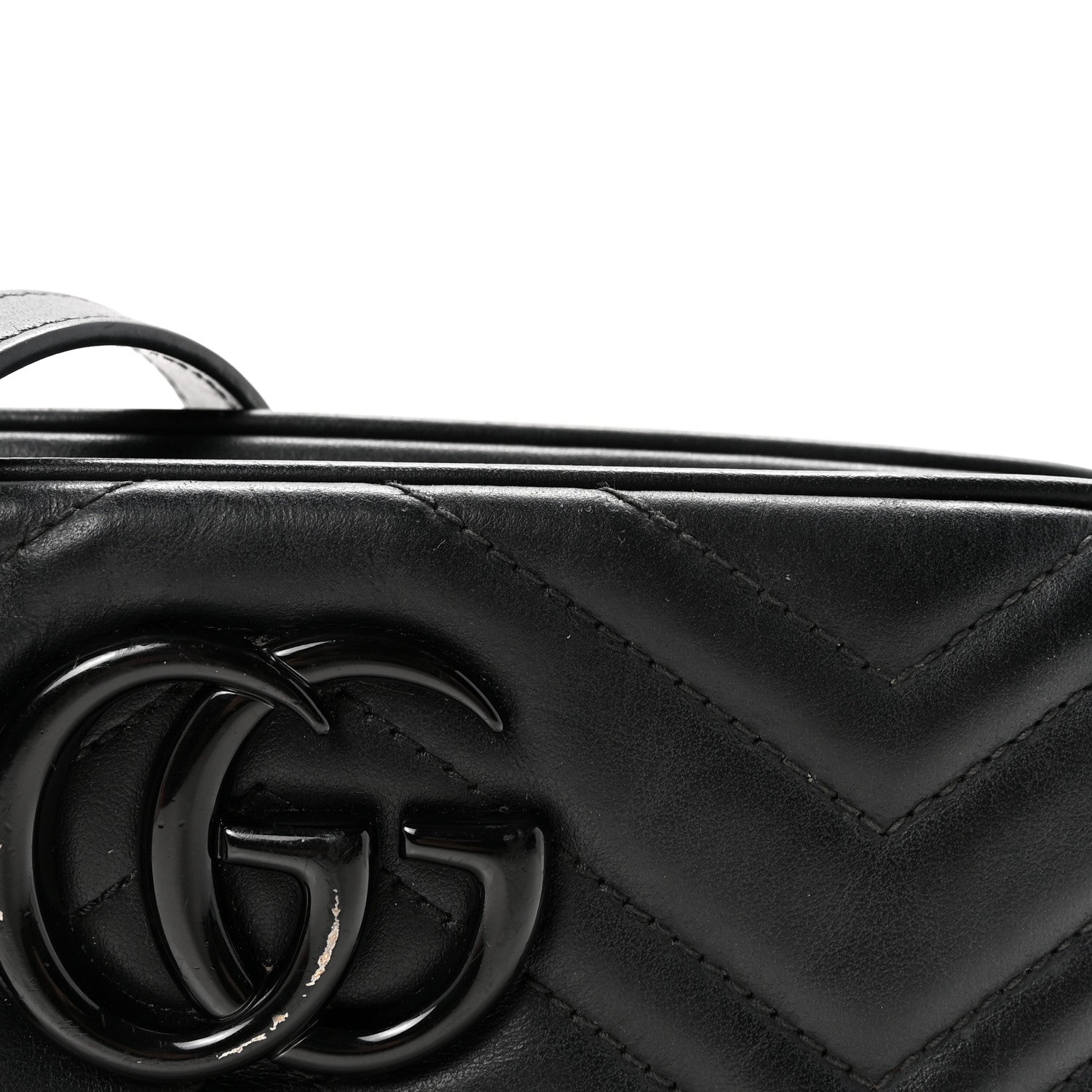 Calfskin Matelasse Monochrome Small GG Marmont Chain Shoulder Bag Black