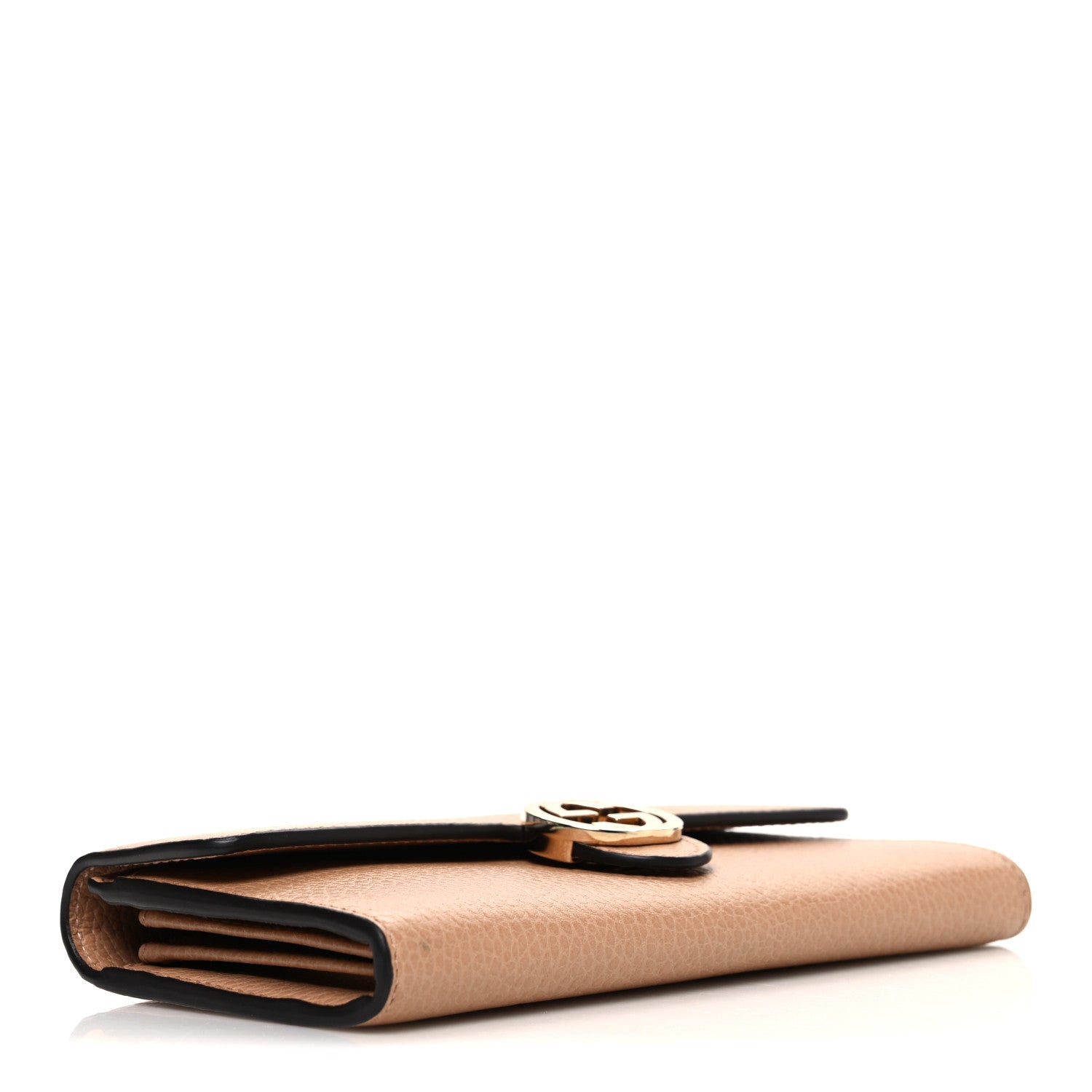 Dollar Calfskin Interlocking G Continental Wallet Camelia