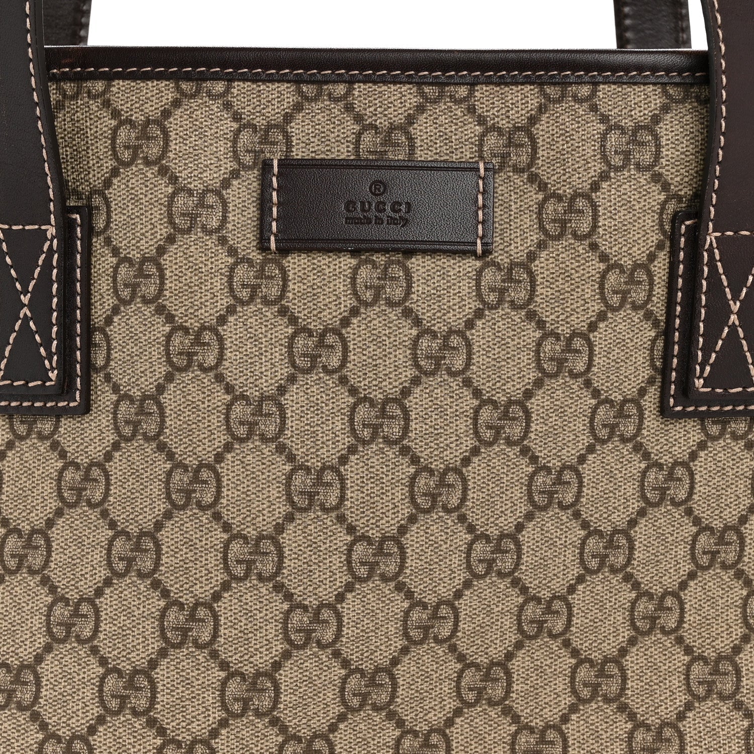 GG Supreme Monogram Medium Zippered Shopping Tote Dark Brown