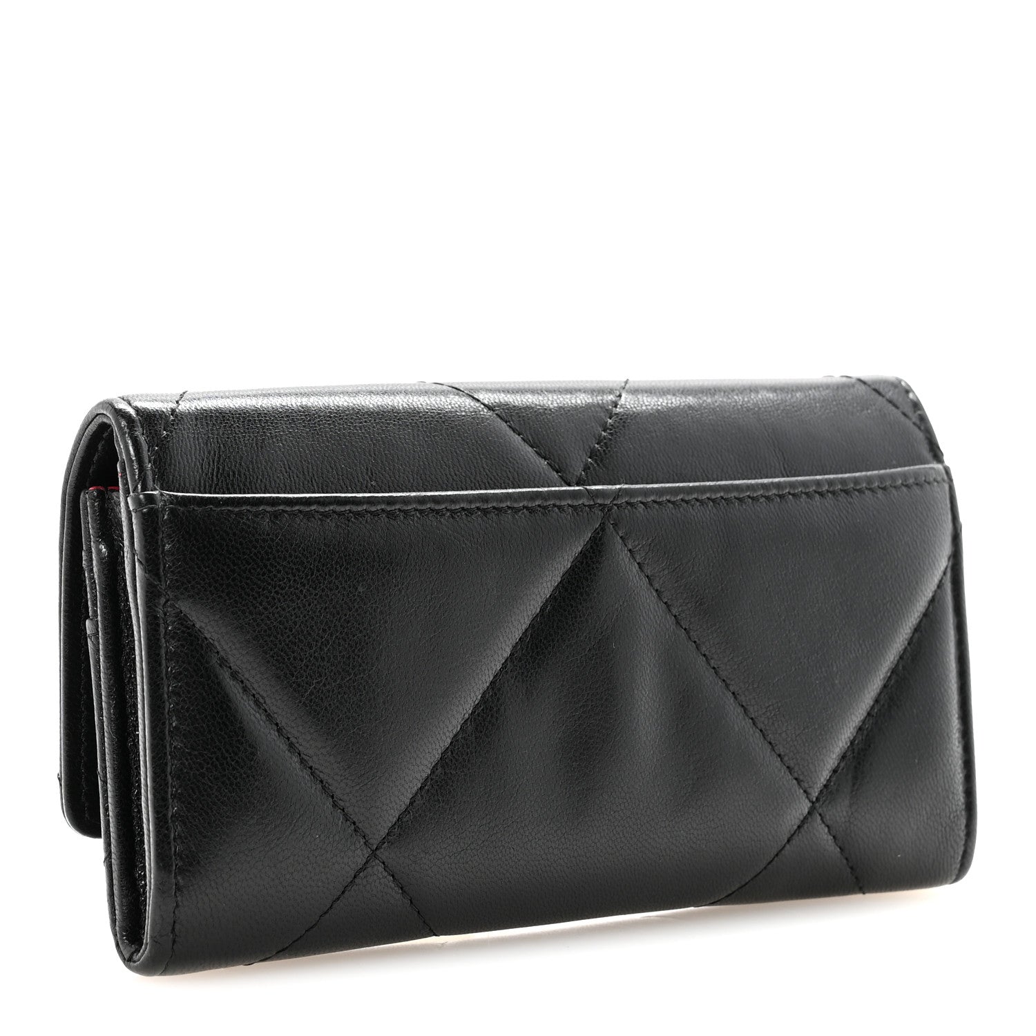 Lambskin Quilted Chanel 19 Flap Wallet Black