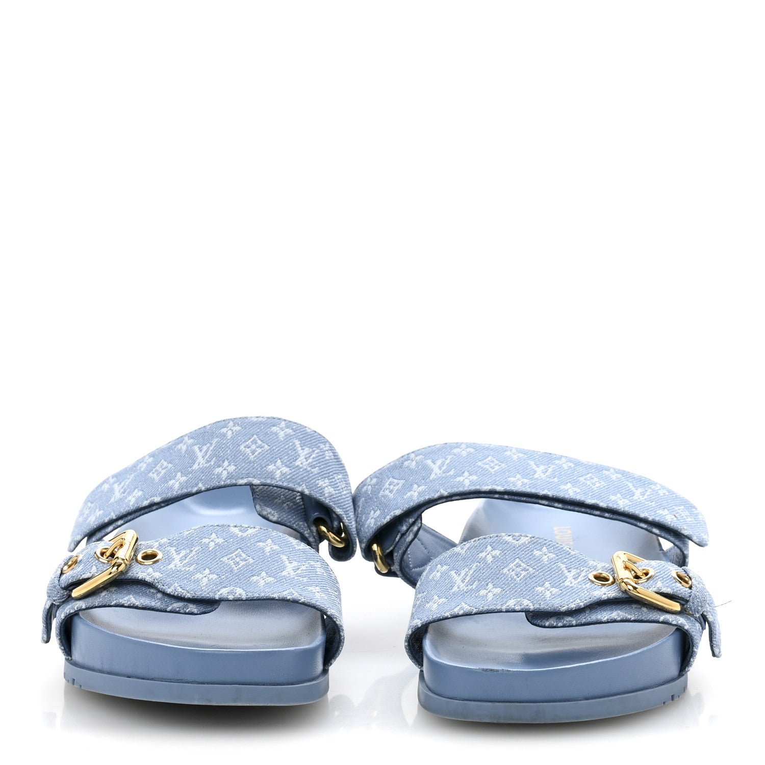 Monogram Jacquard Bom Dia Flat Comfort Mules 36 Blue