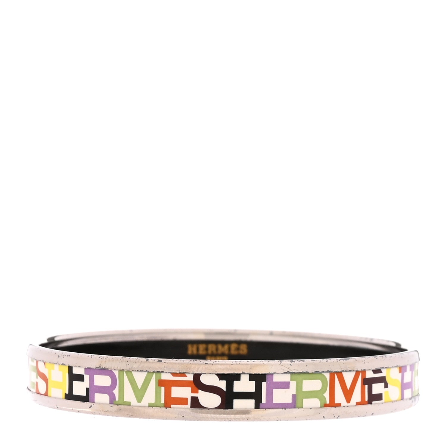 Enamel Printed Narrow Capitales Bracelet 65 White Multicolor