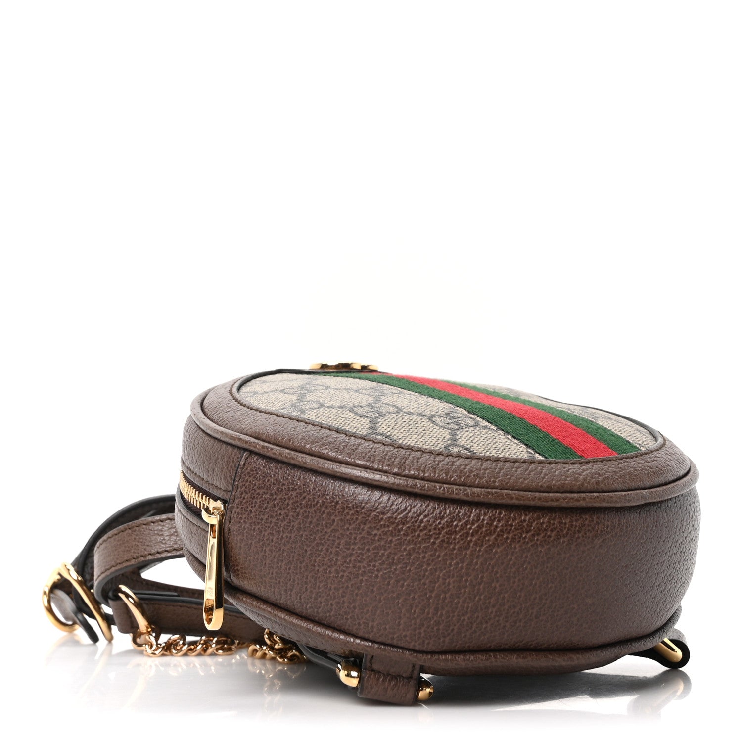 GG Supreme Monogram Web Mini Ophidia Round Backpack Brown