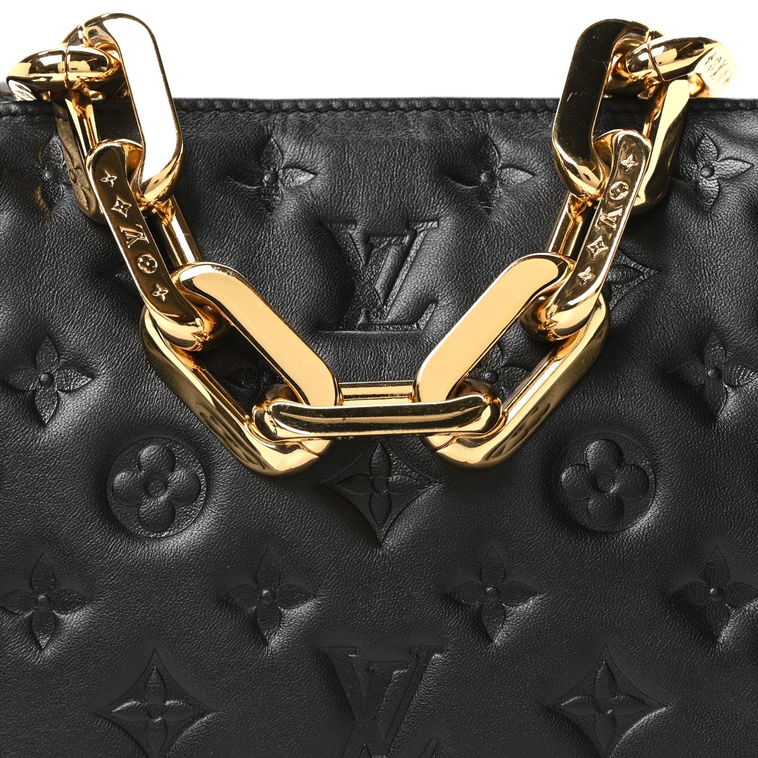 Lambskin Embossed Monogram Coussin BB Black