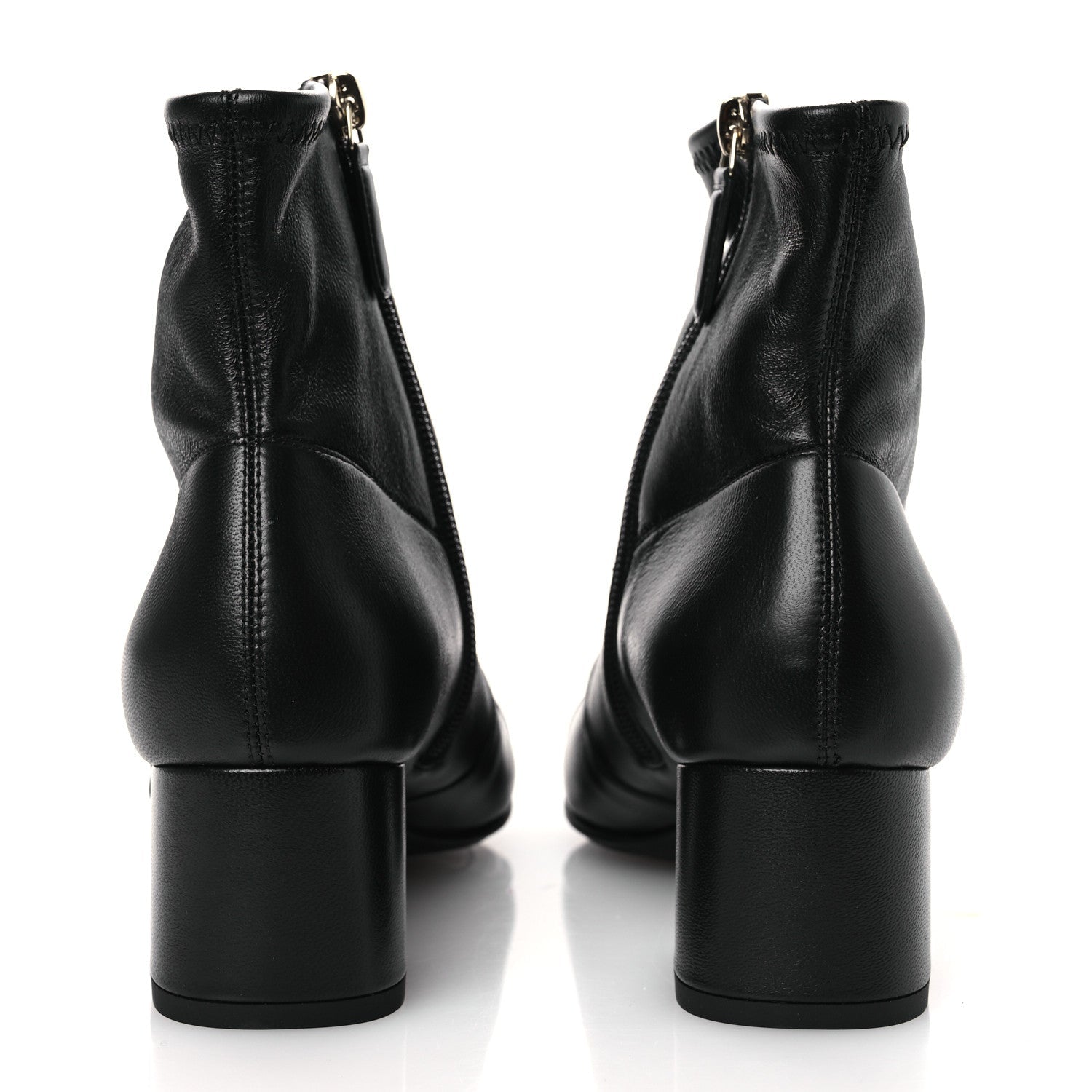 Stretch Lambskin Cap Toe CC Short Boots 36.5 Black