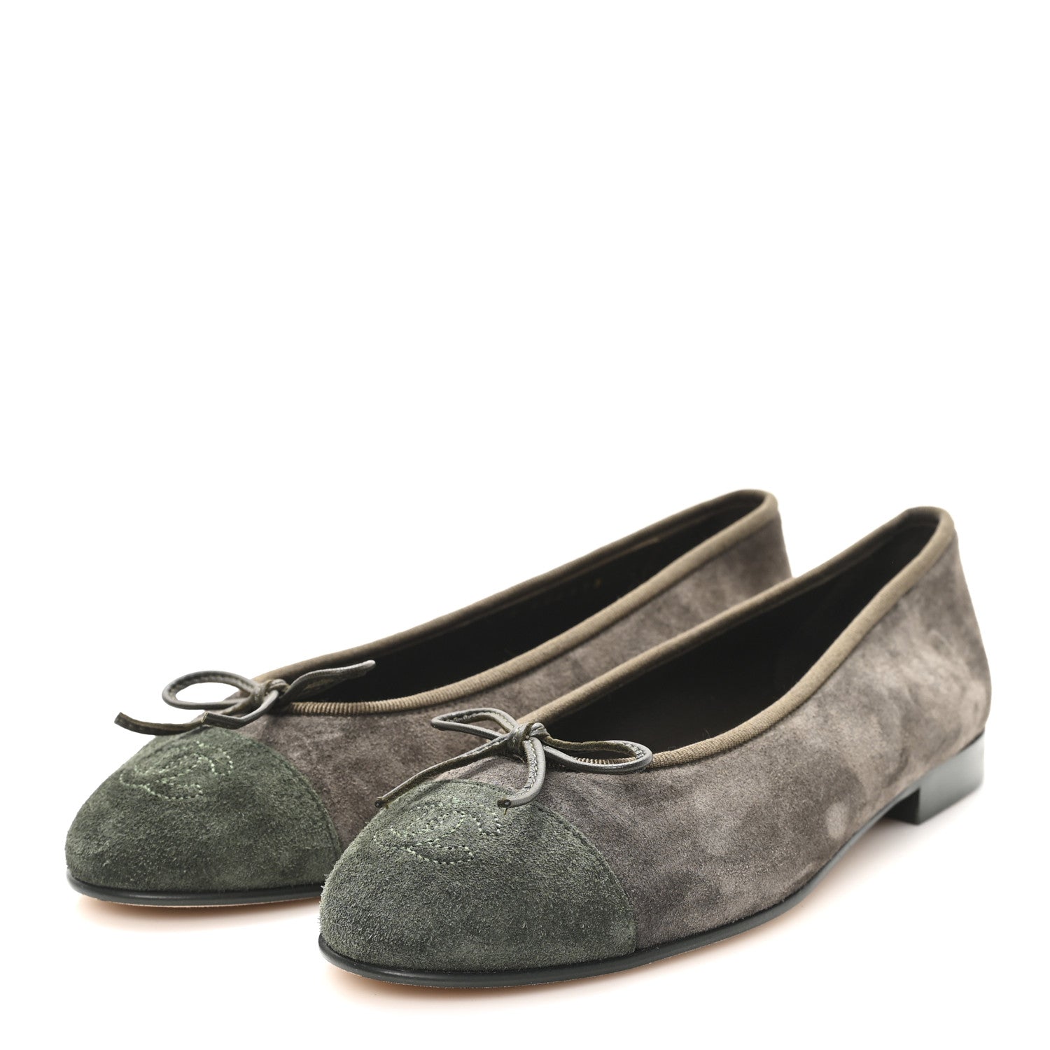 Suede Cap Toe CC Ballerina Flats 37 Grey Green