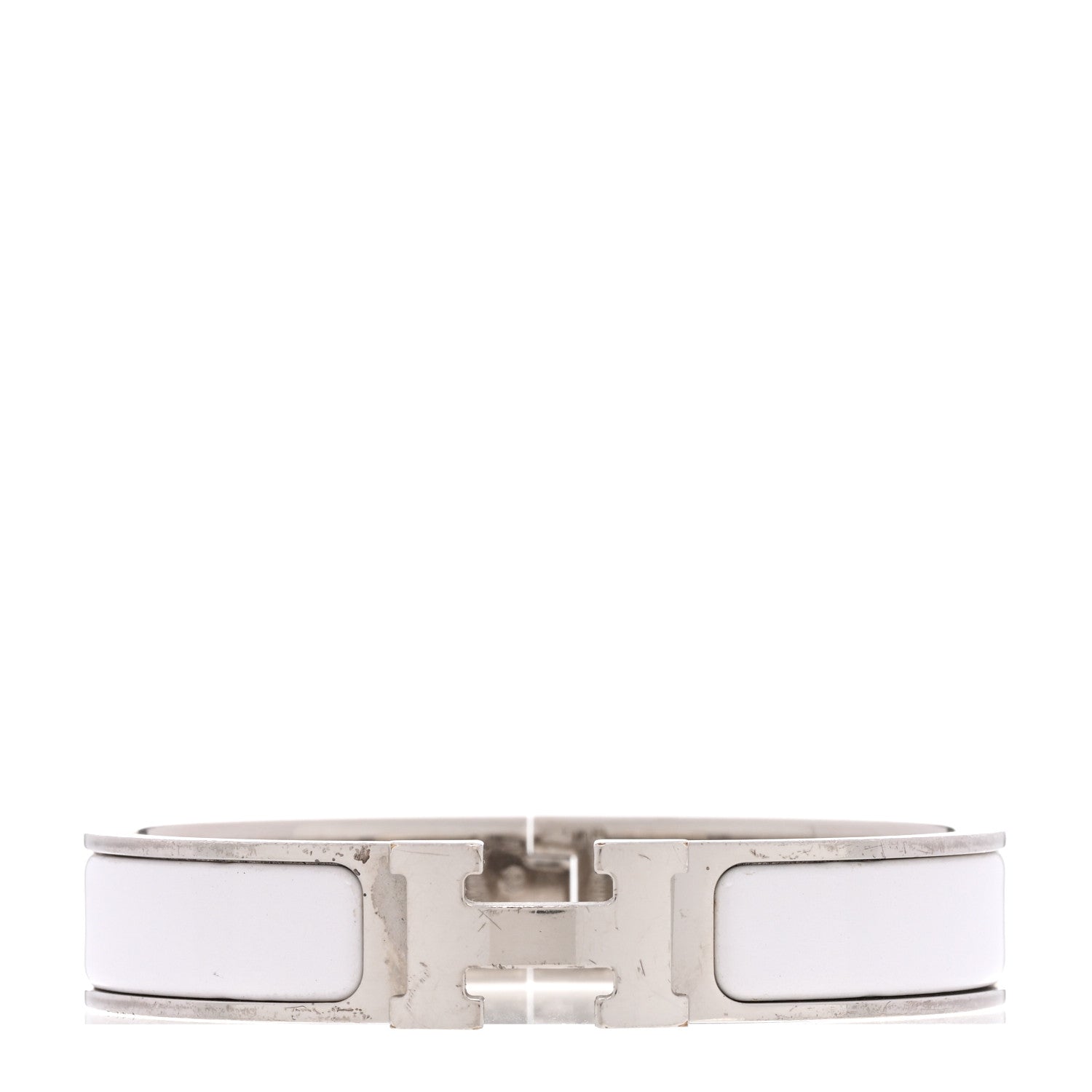Enamel Narrow Clic Clac H Bracelet PM White