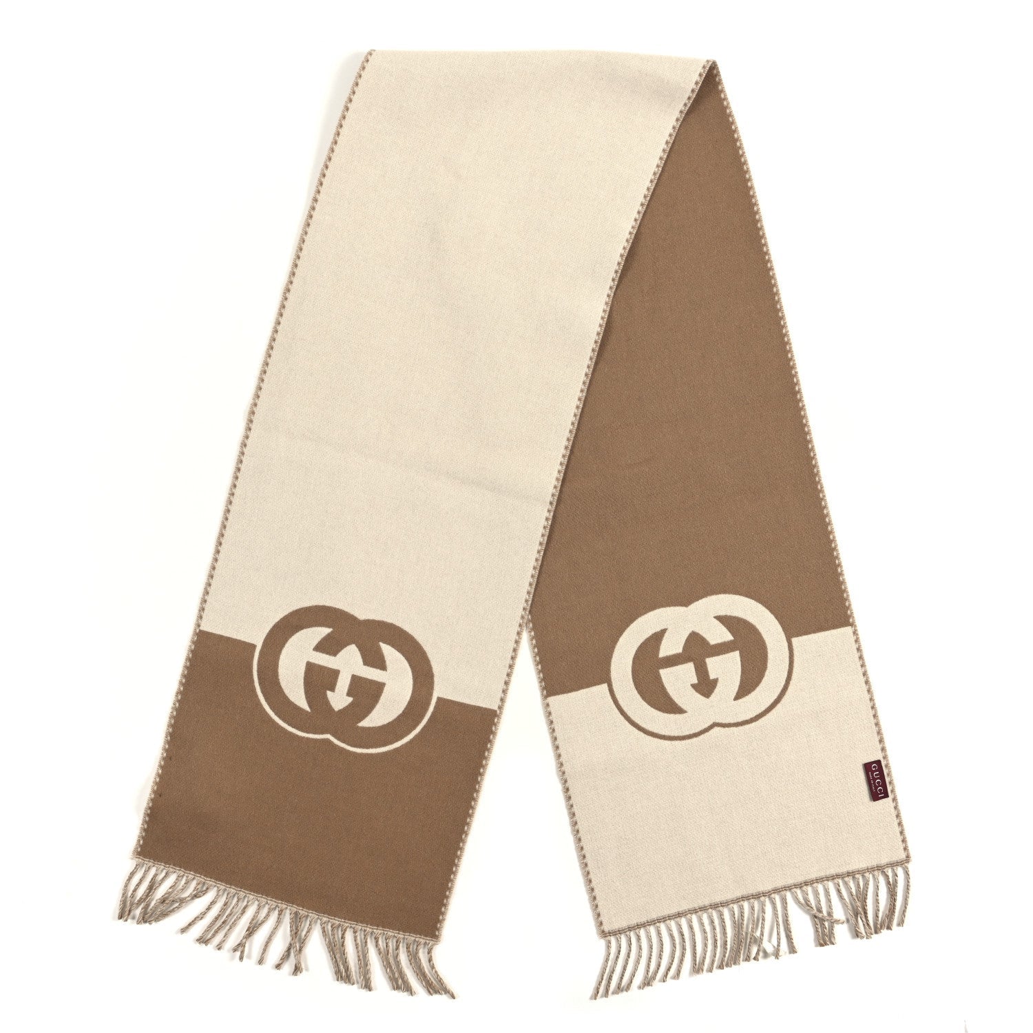 Wool Cashmere Interlocking G Scarf Ivory Beige
