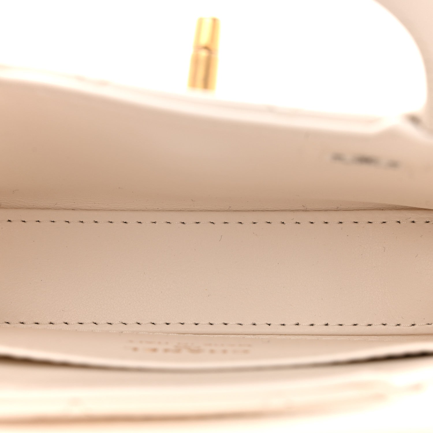 Shiny Aged Calfskin Quilted Mini Nano Kelly Shopper White