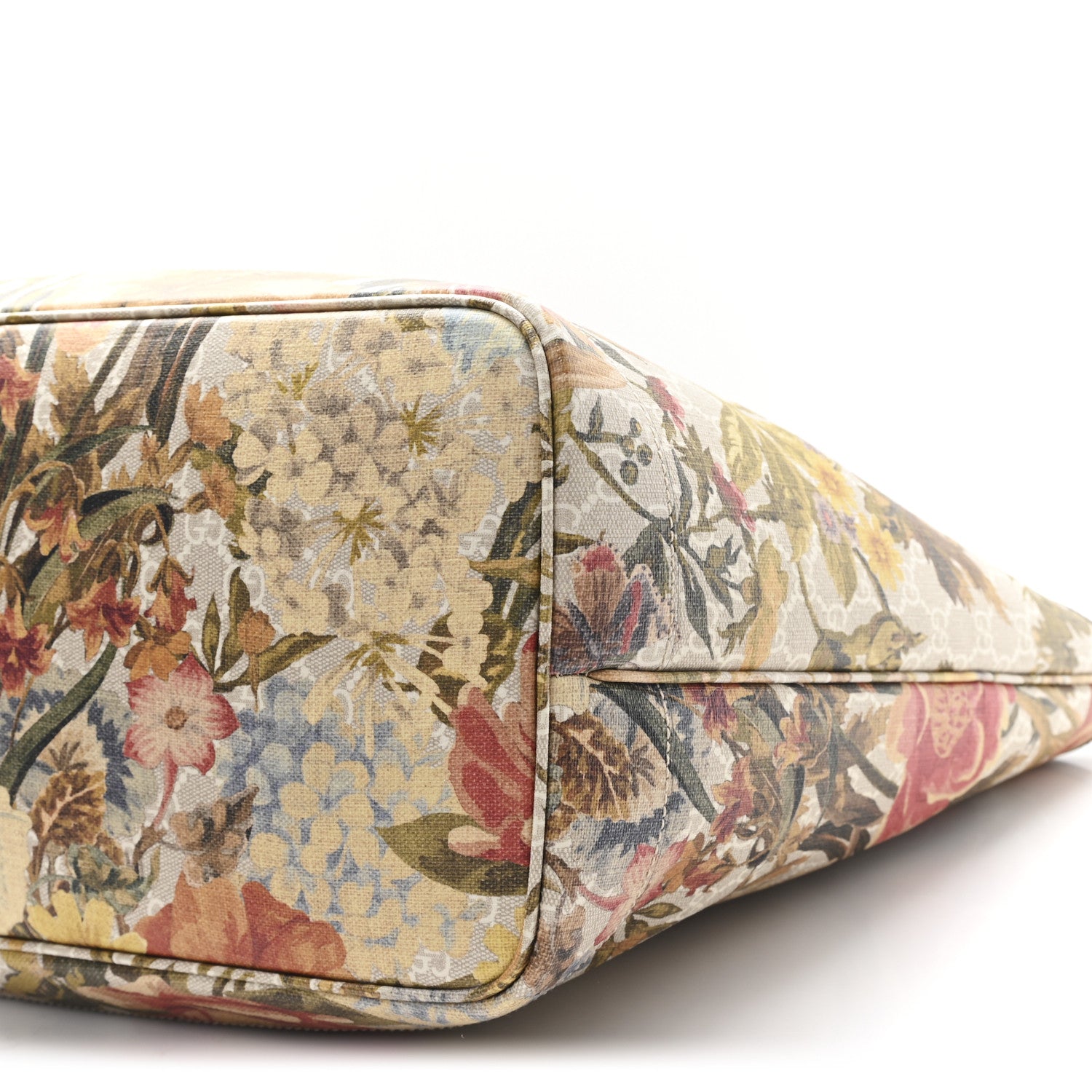 GG Supreme Monogram Water Flora Web Large Ophidia Tote Beige White Multicolor