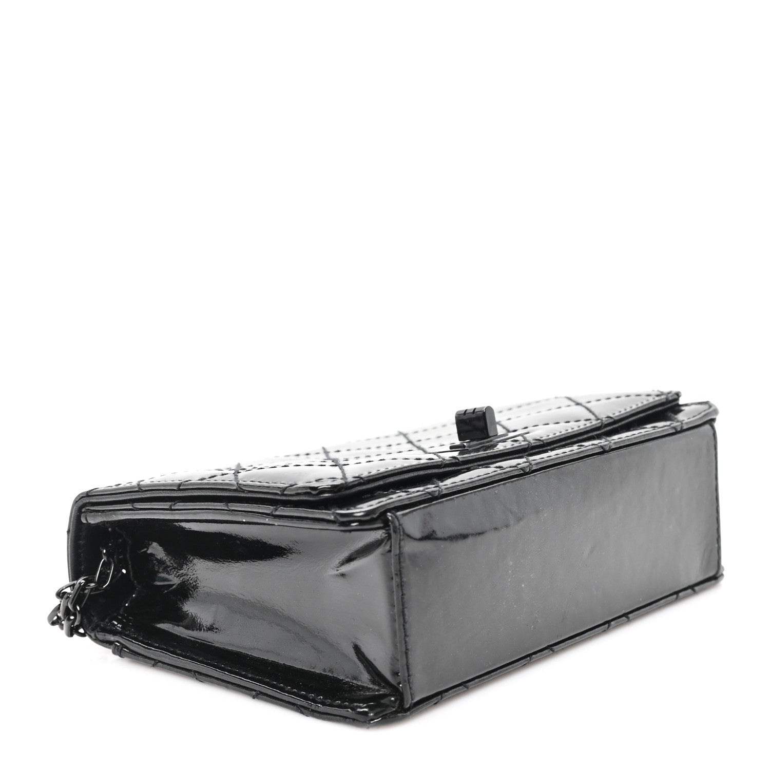 Patent Calfskin Quilted Reissue Mini Wallet On Chain So Black