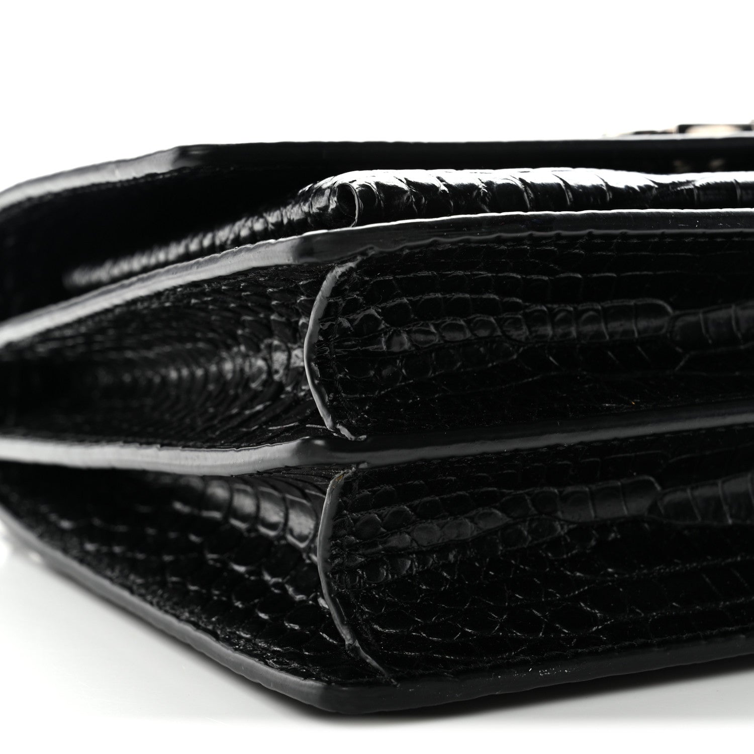Calfskin Crocodile Embossed Medium Monogram Sunset Black