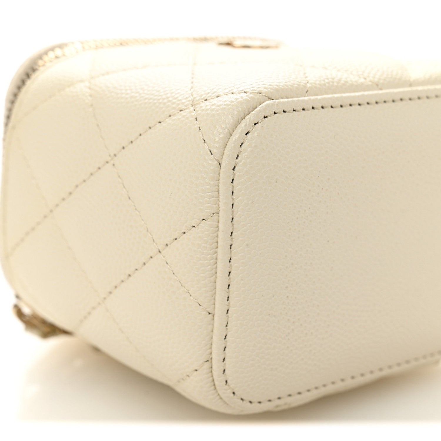 Caviar Quilted Mini Vanity Case With Chain White