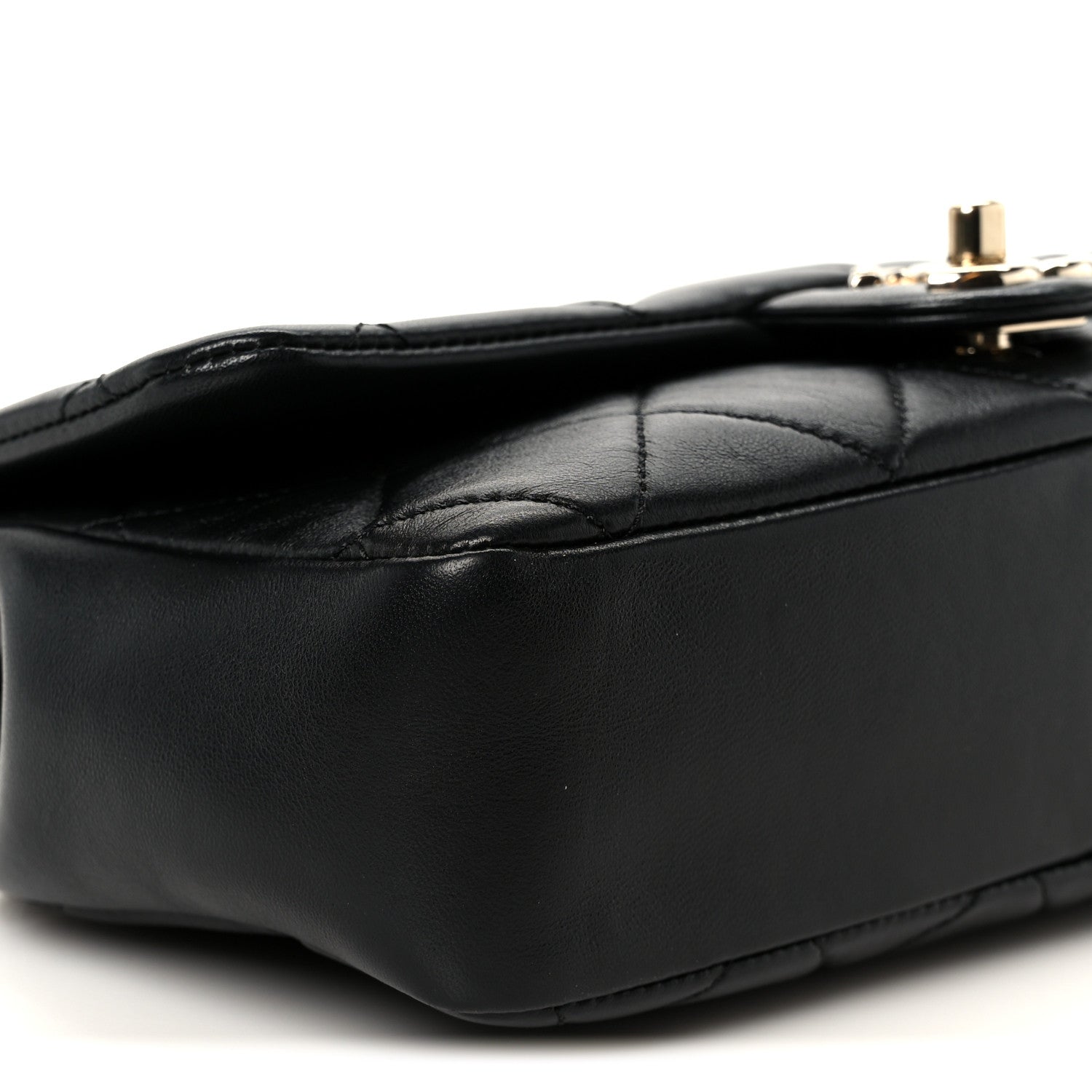 Lambskin Quilted Resin Bi-Color Chain Flap Bag Black