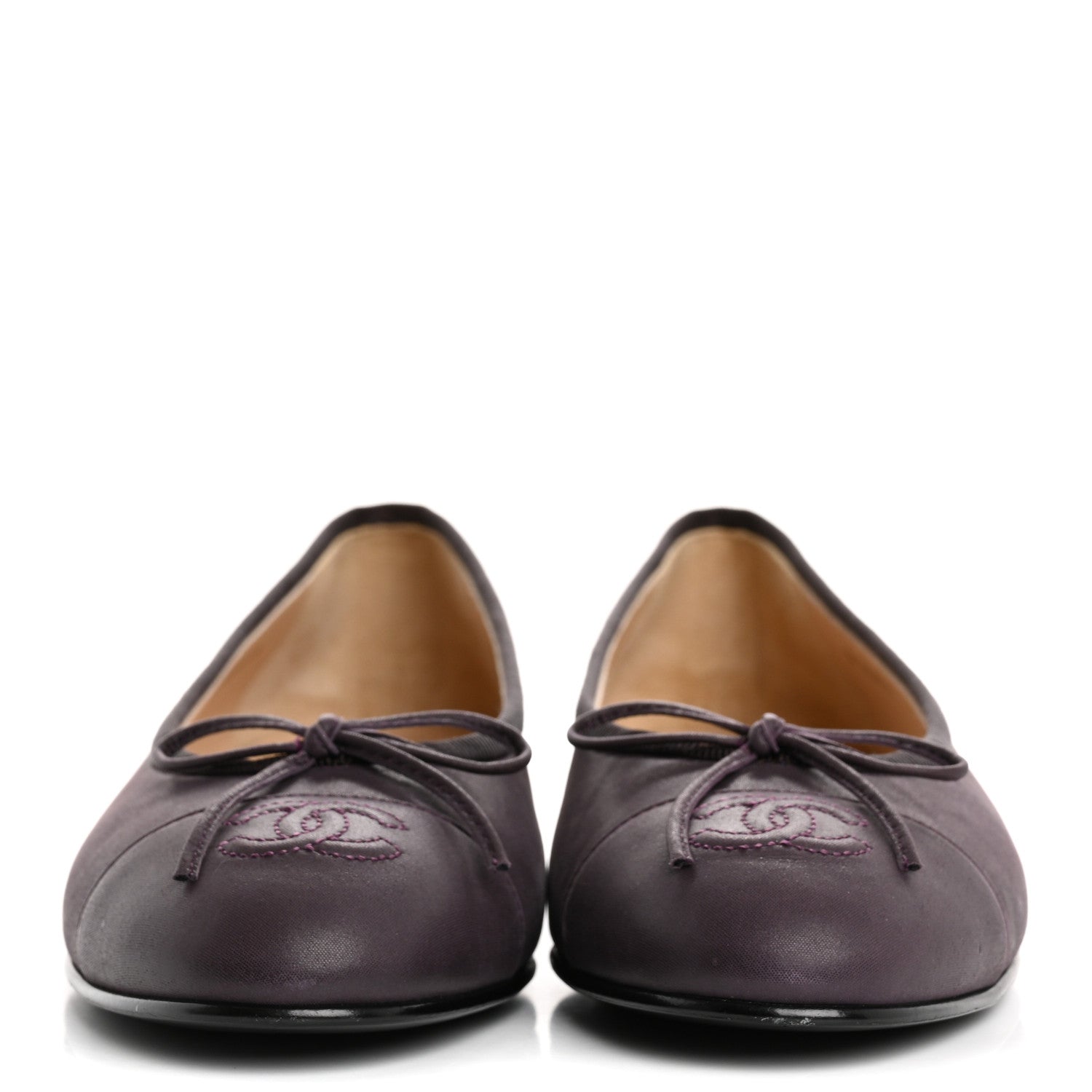 Lambskin Cap Toe Ballerina Flats 37 Purple