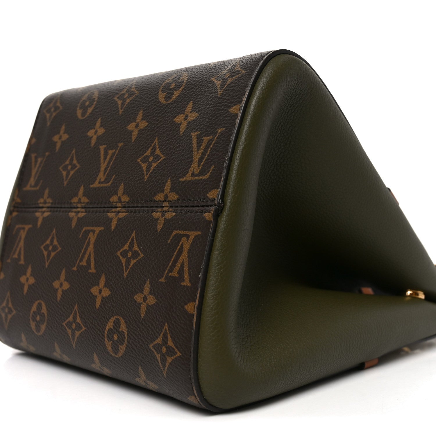 Calfskin Monogram Fold Tote PM Cream Khaki Black