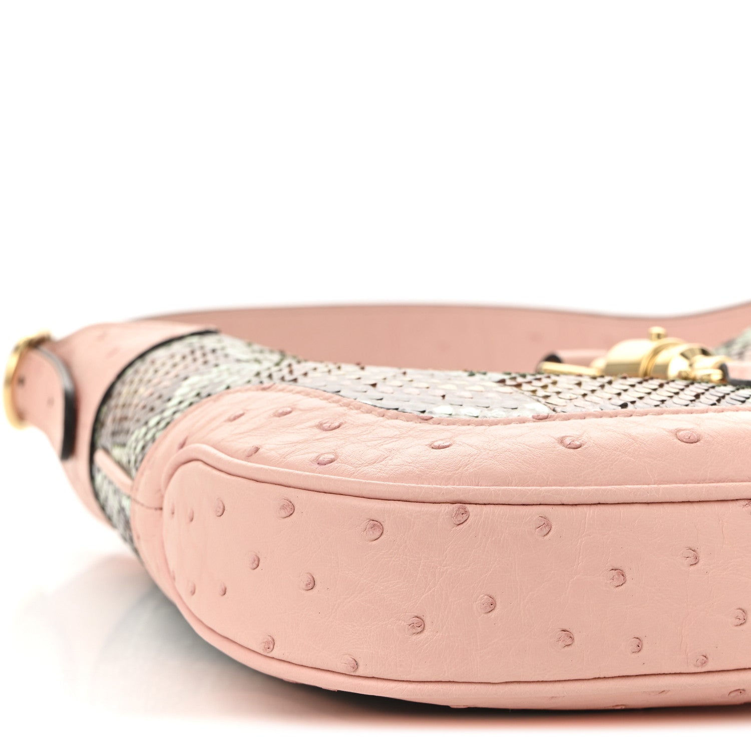 Snakeskin Ostrich Calfskin Small Jackie 1961 Hobo Pink Multicolor