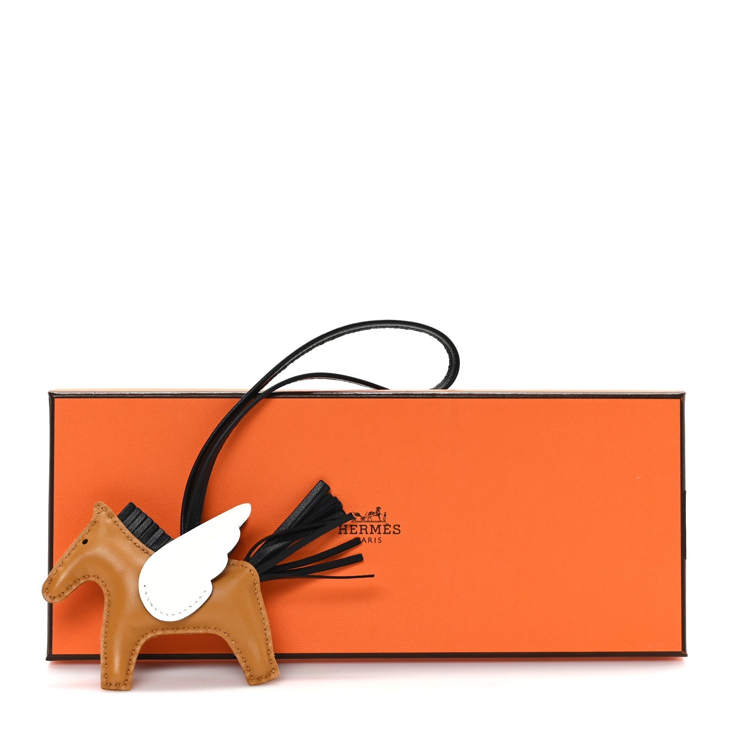 Milo Lambskin Grigri Rodeo Pegase Horse Bag Charm PM Sesame Black Nata