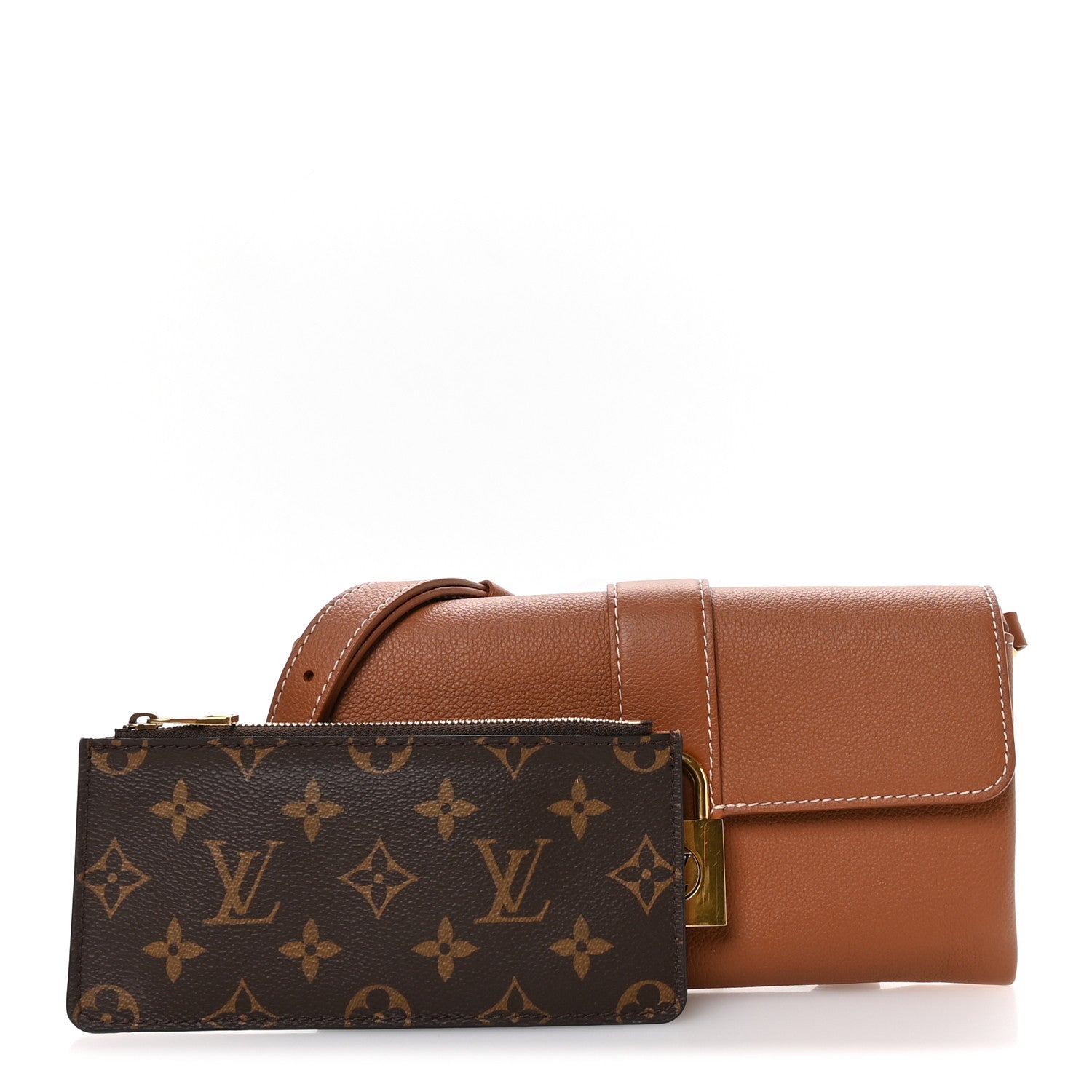 Grained Calfskin Low Key Wallet On Chain Cognac