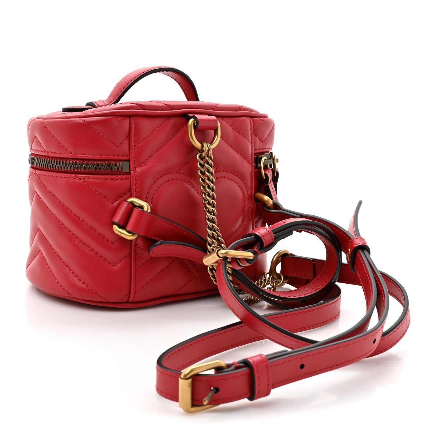 Calfskin Matelasse Mini GG Marmont Round Backpack Hibiscus Red