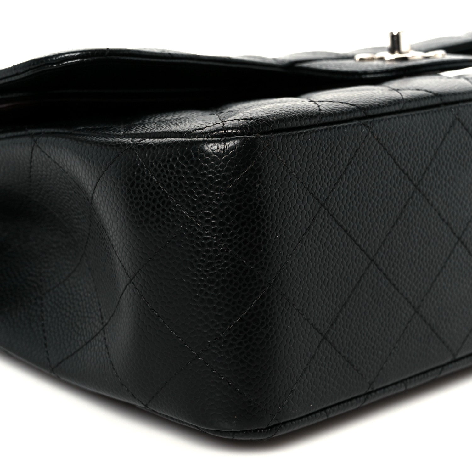 Caviar Quilted Medium Double Flap Black