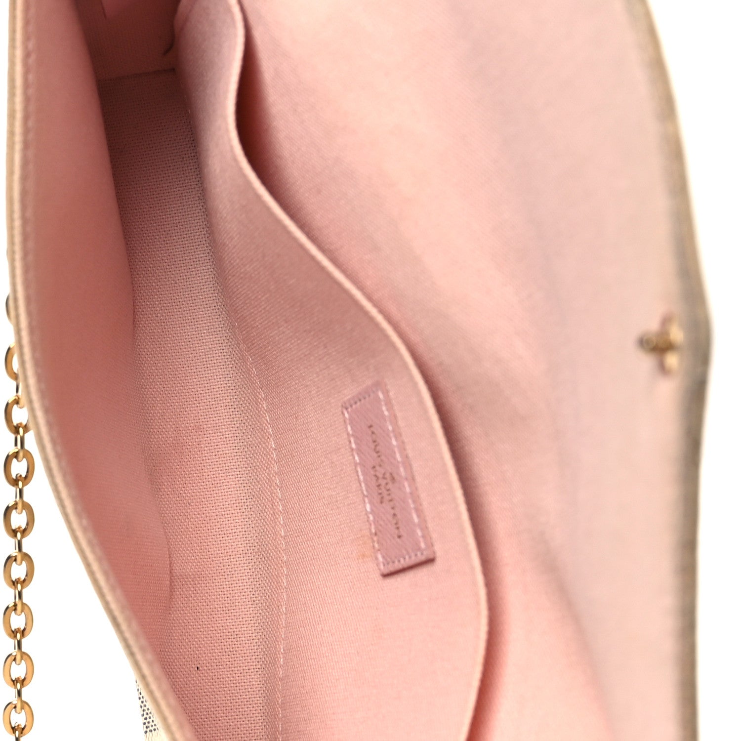Damier Azur Pochette Felicie Chain Wallet Rose Ballerine