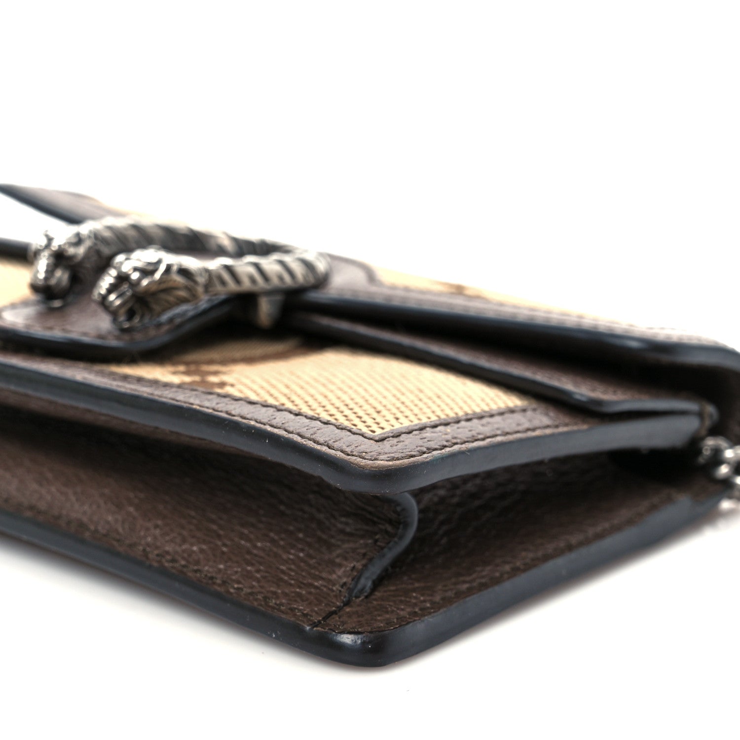 Monogram Jumbo GG Textured Dollar Calfskin Super Mini Dionysus Shoulder Bag Camel Ebony New Acero