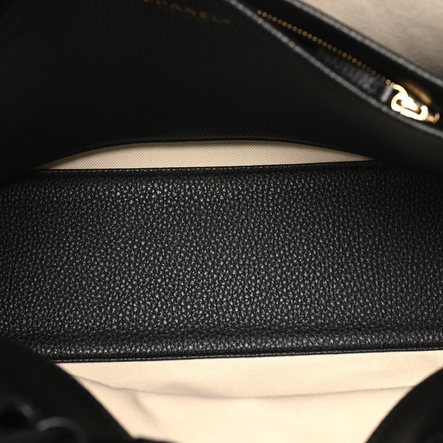 Grained Calfskin Suede Urban Essentials Shopping Bag Beige Black