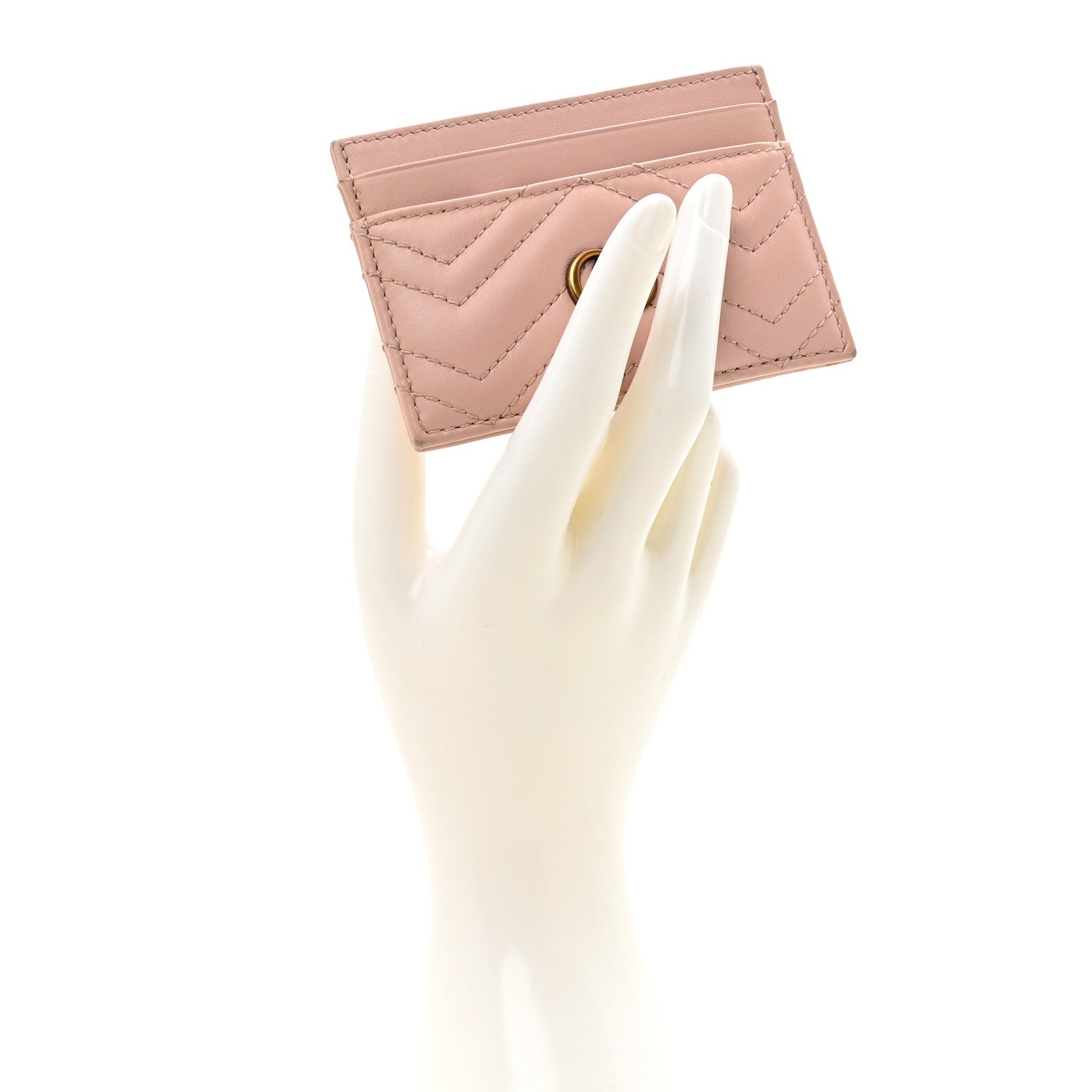 Calfskin Matelasse GG Marmont Card Holder Perfect Pink