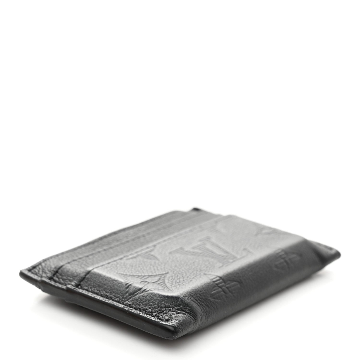 Calfskin Monogram Shadow Double Card Holder Black