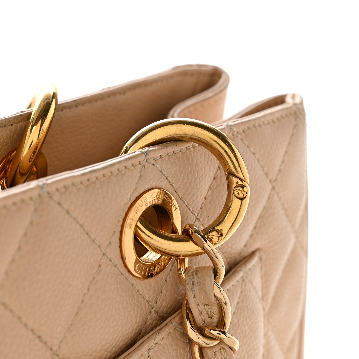 Caviar Quilted Grand Shopping Tote GST Beige Clair