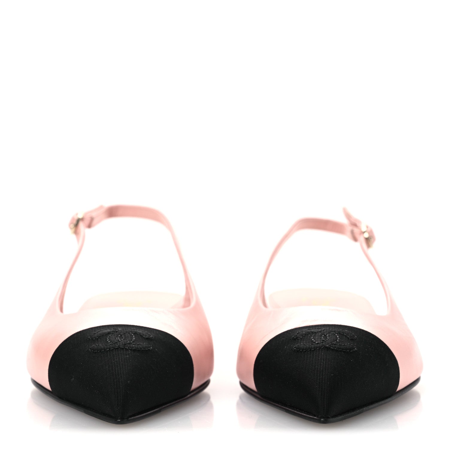 Lambskin Pointed Toe CC Slingback Flats 37 Pink Black