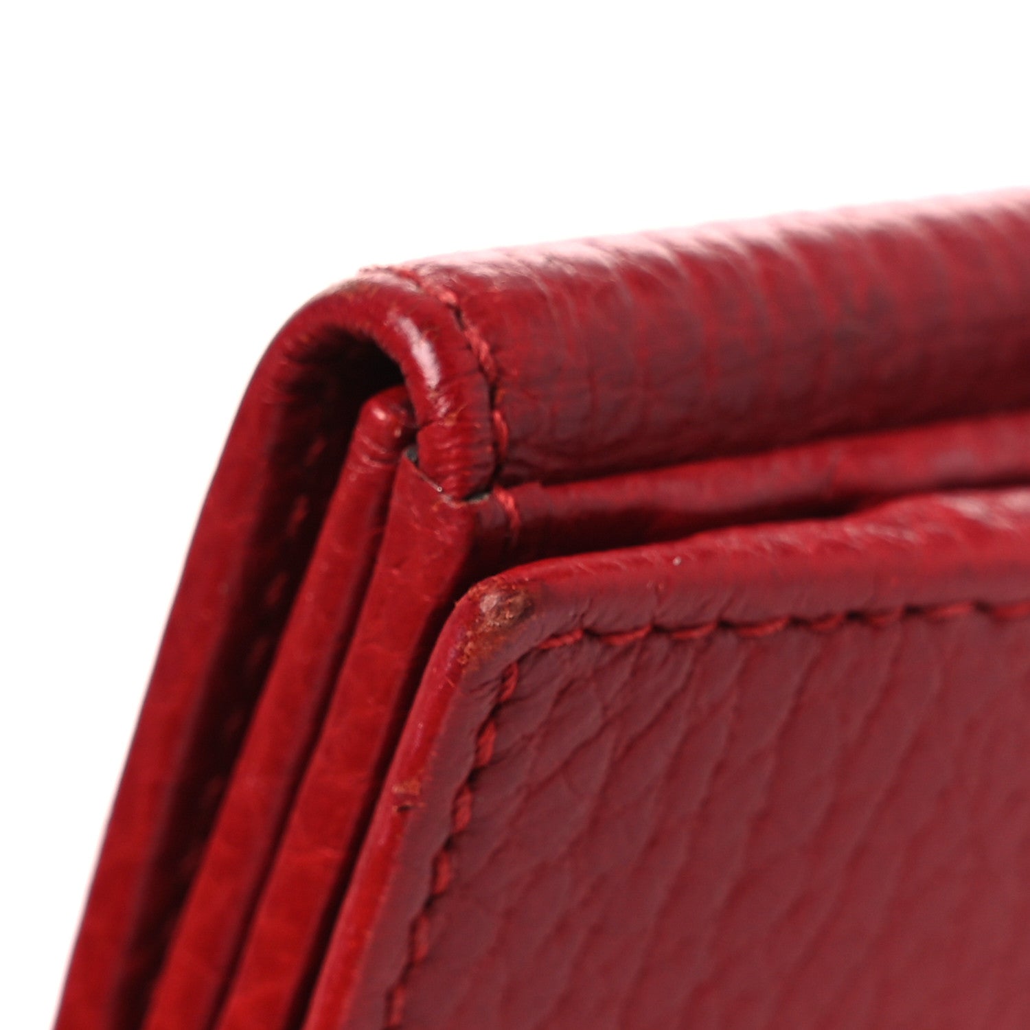 Dollar Calfskin Double G French Flap Wallet Hibiscus Red