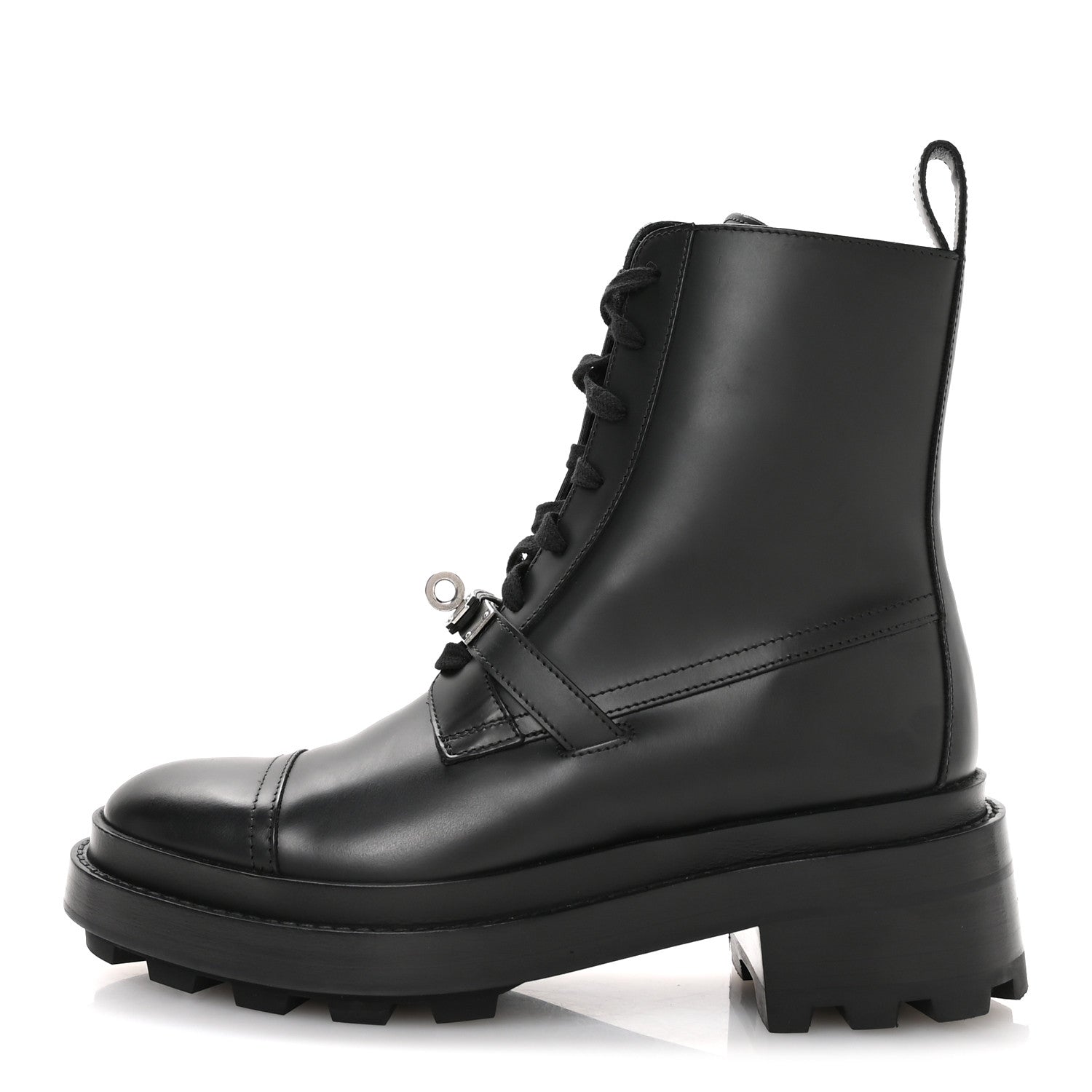 Glossed Calfskin Funk Ankle Boots 36 Black