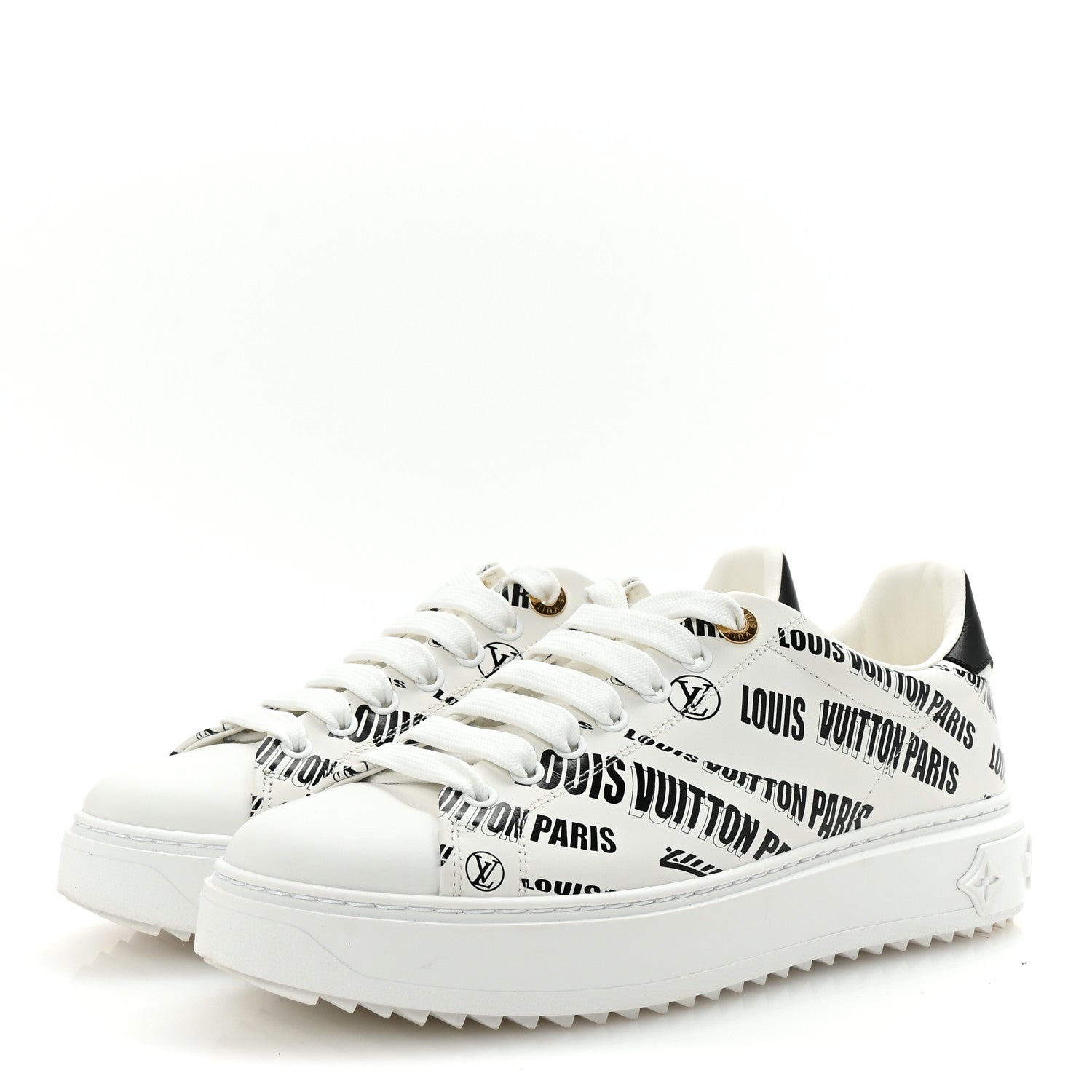 Calfskin Printed Time Out Trainer Sneakers 39 White