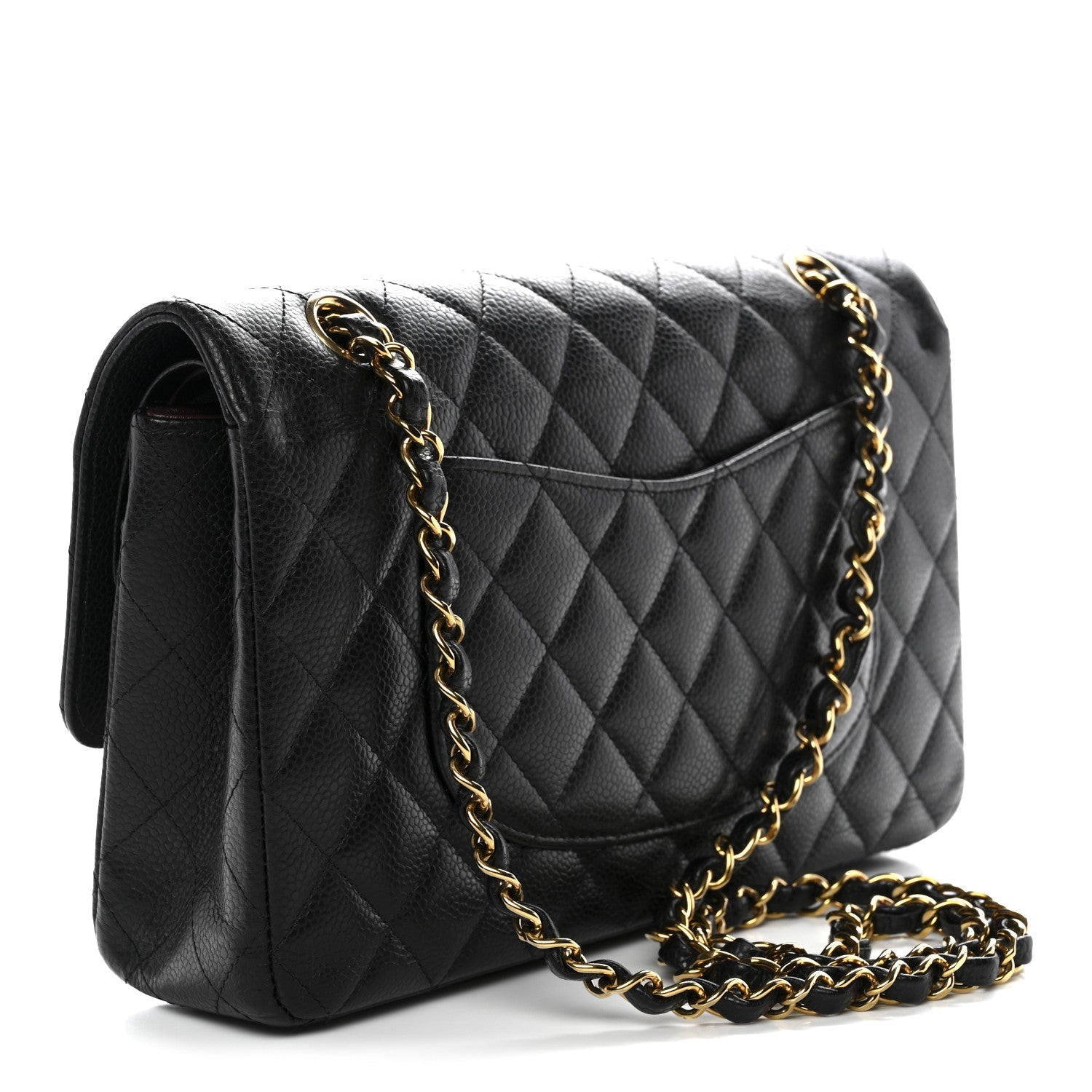 Caviar Quilted Medium Double Flap Black