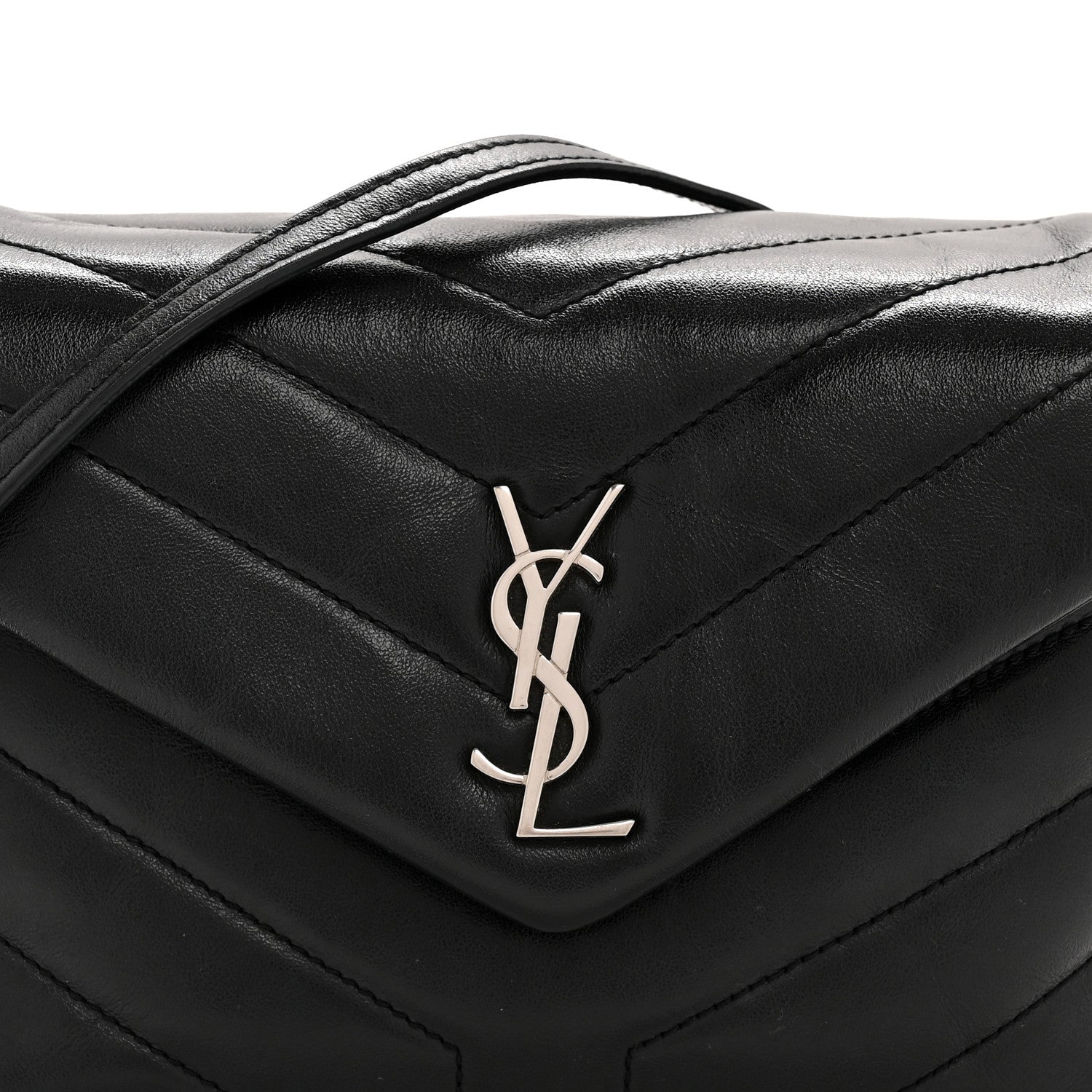 Calfskin Y Quilted Monogram Toy Loulou Crossbody Bag Black
