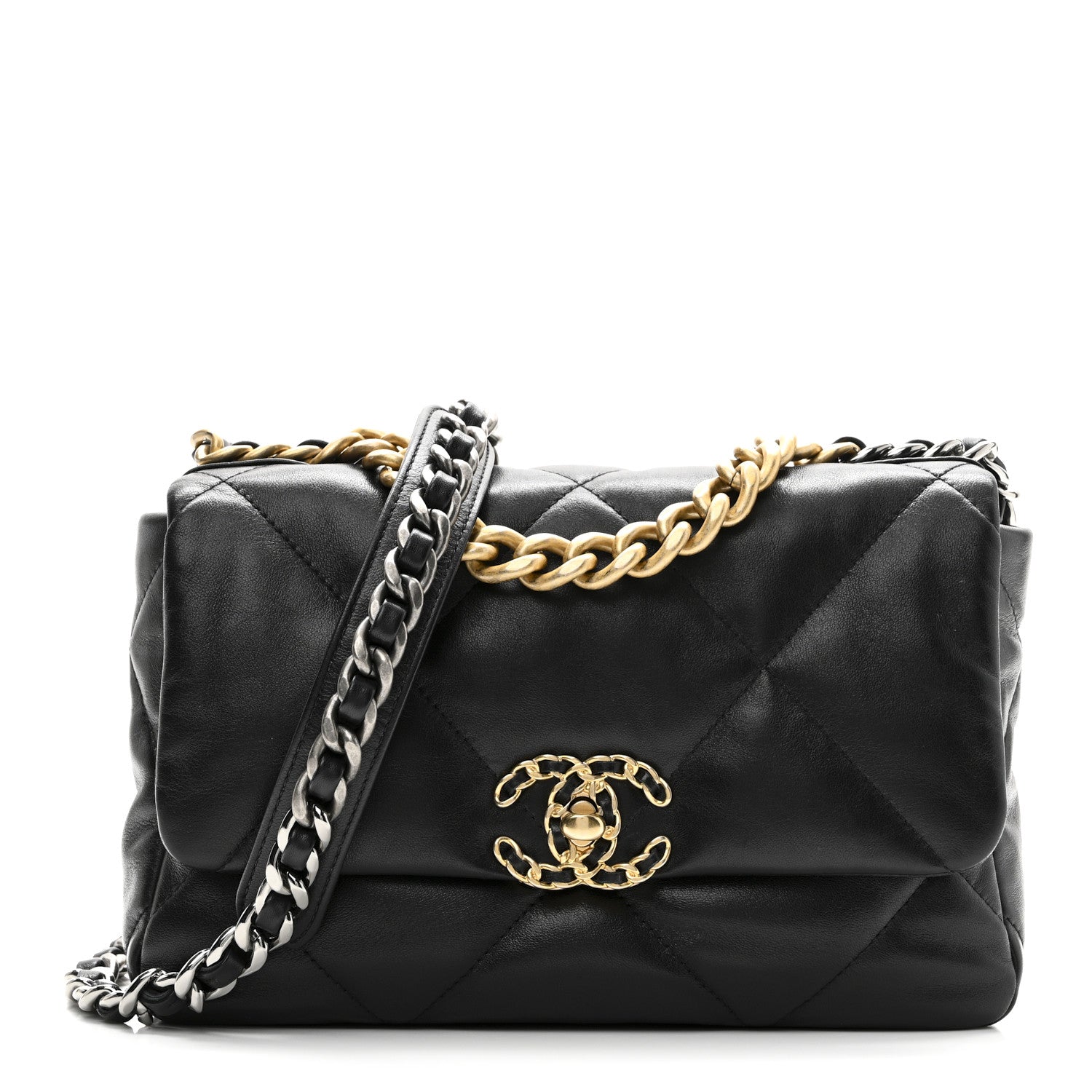 Lambskin Quilted Medium Chanel 19 Flap Black