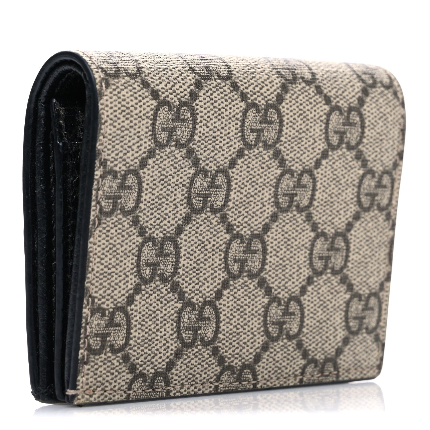 Dollar Calfskin GG Supreme Monogram GG Marmont Card Case Black Beige Ebony
