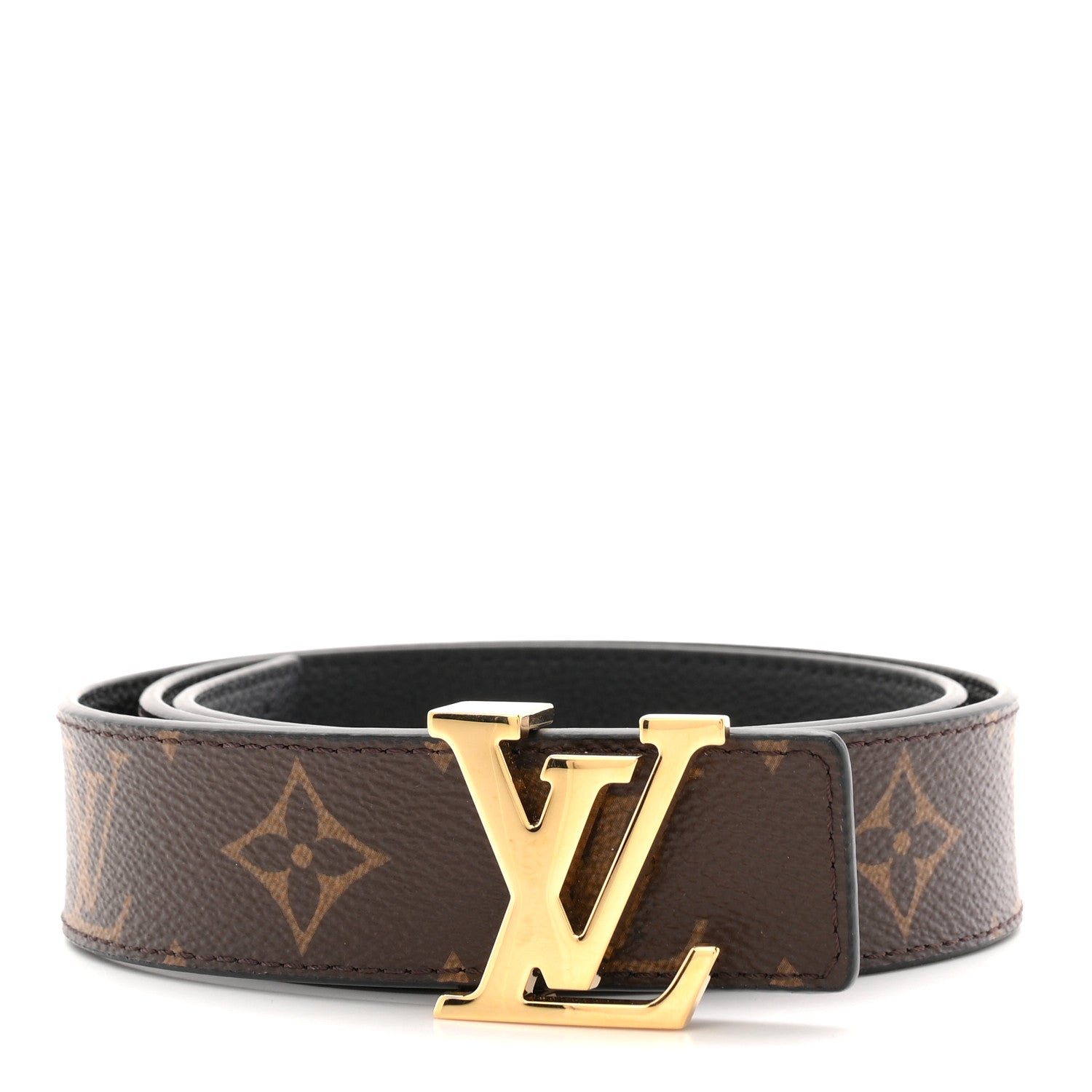 Calfskin Monogram 30mm LV Initiales Reversible Belt 75 30 Black