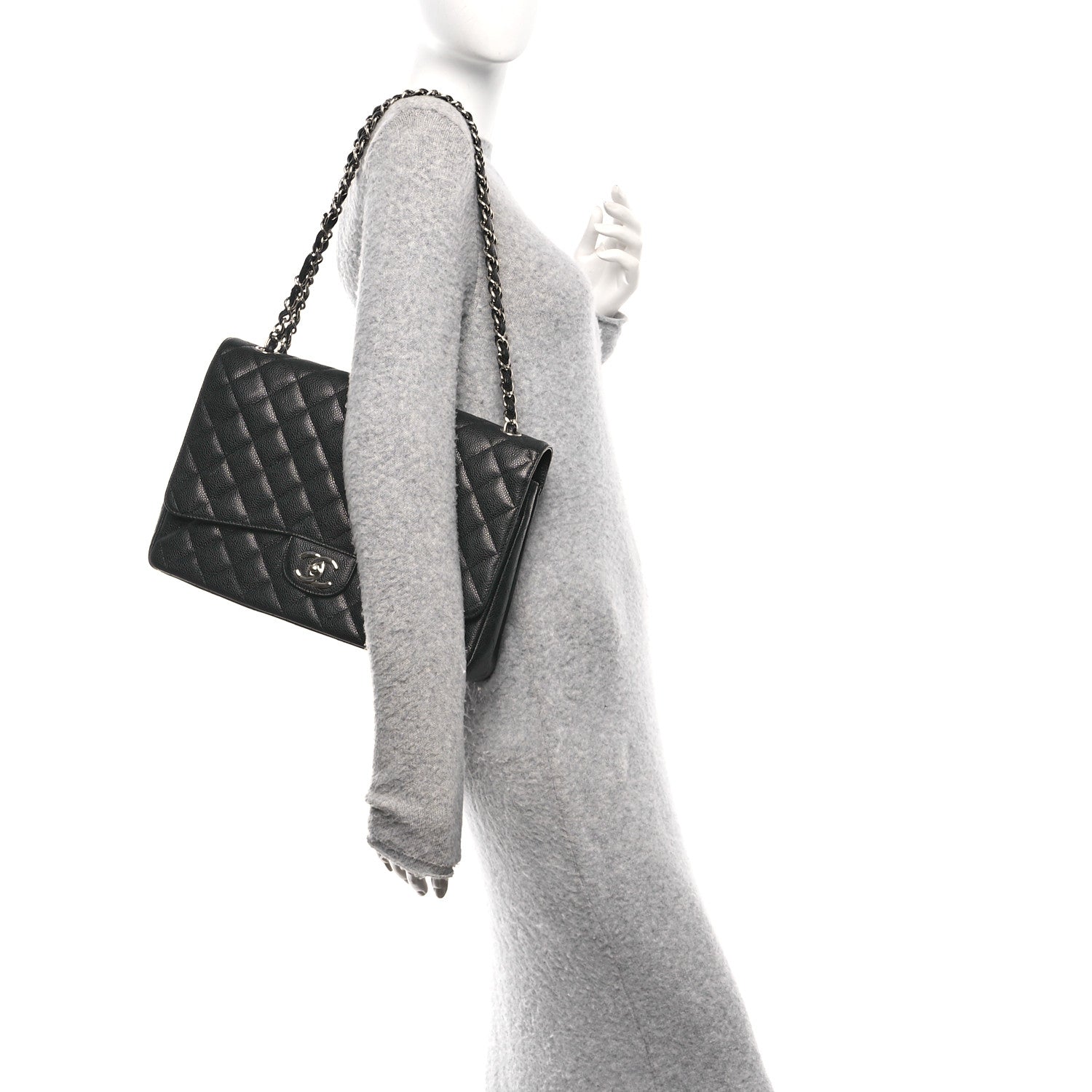 Caviar Quilted Maxi Double Flap Black