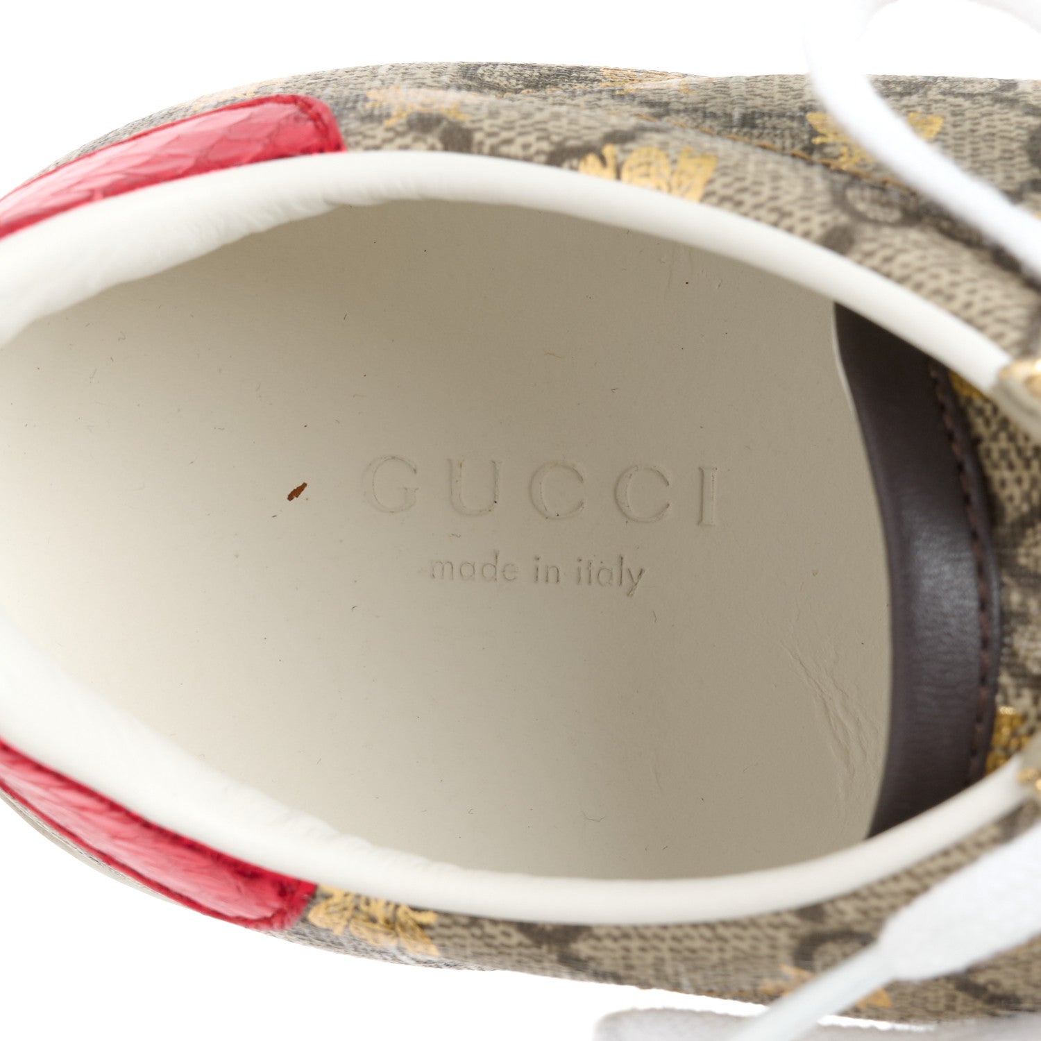 GG Supreme Monogram Bees Ayers Web Womens Ace Sneakers 37 Beige Oro Green Red