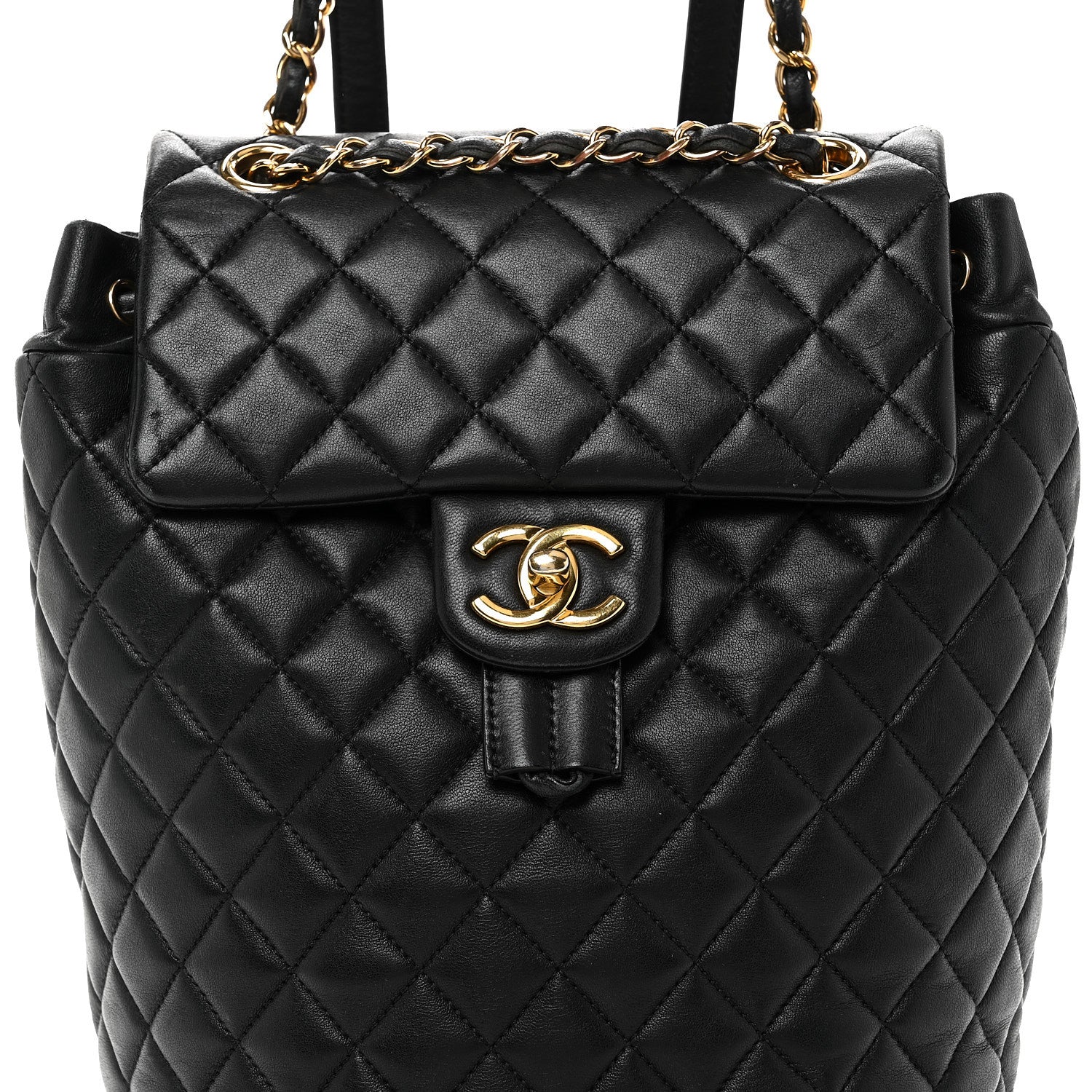 Lambskin Quilted Small Urban Spirit Backpack Black