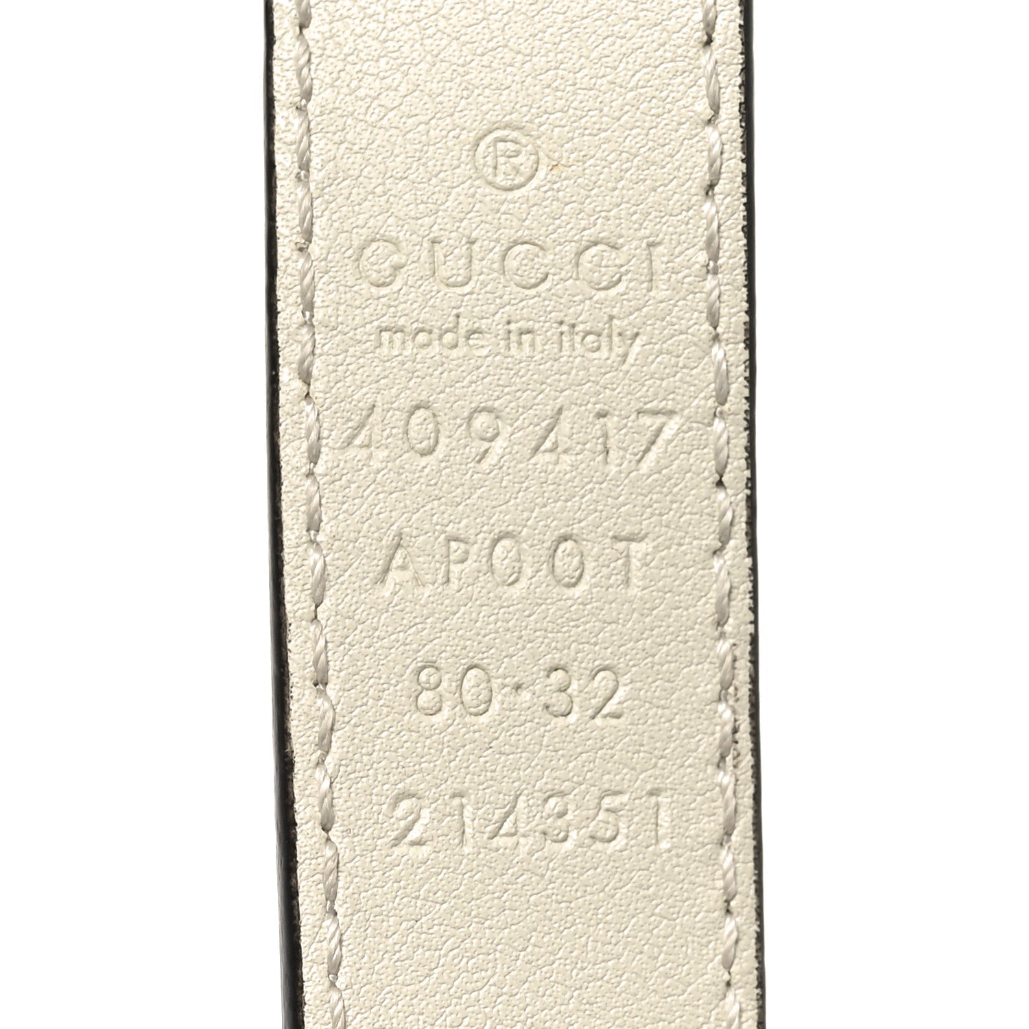 Calfskin Double G 20mm Belt 80 32 Mystic White