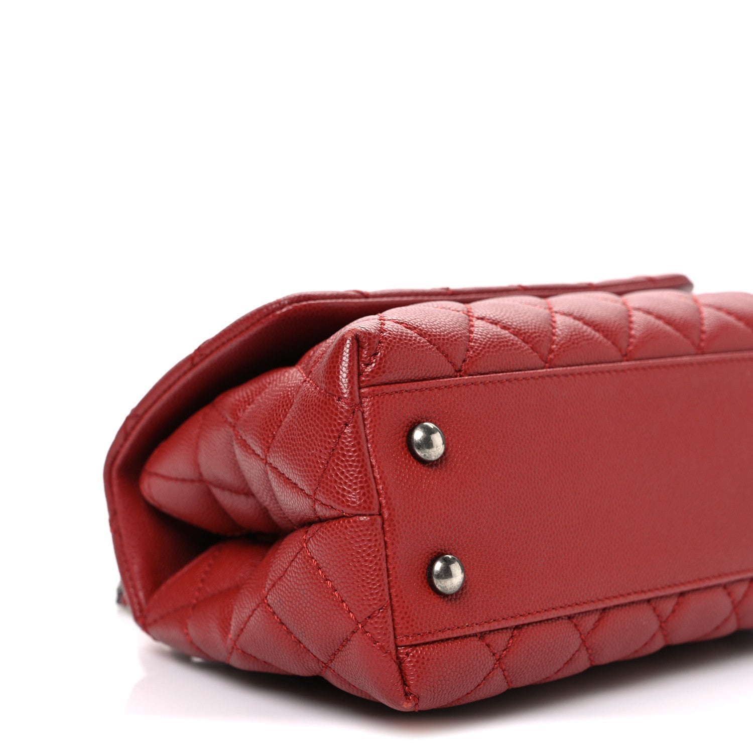 Caviar Quilted Mini Coco Handle Flap Red