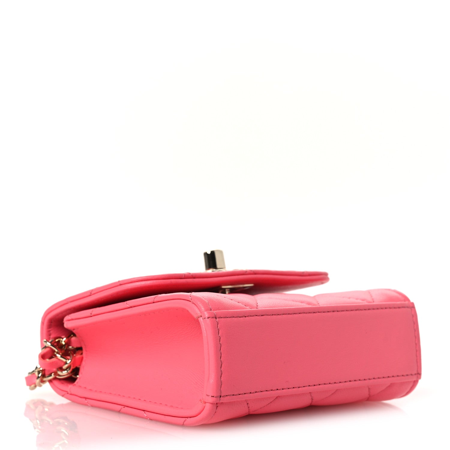 Lambskin Quilted Mini Trendy CC Chain Wallet Pink