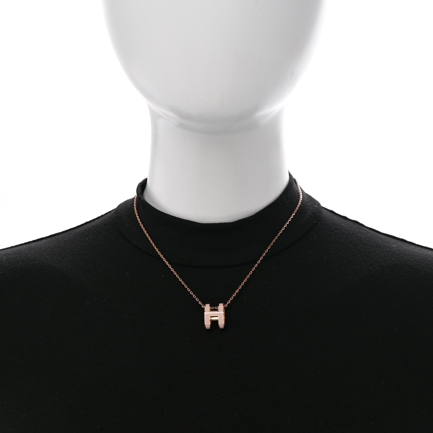 Lacquered Rose Gold Pop H Pendant Necklace Rose Dragee