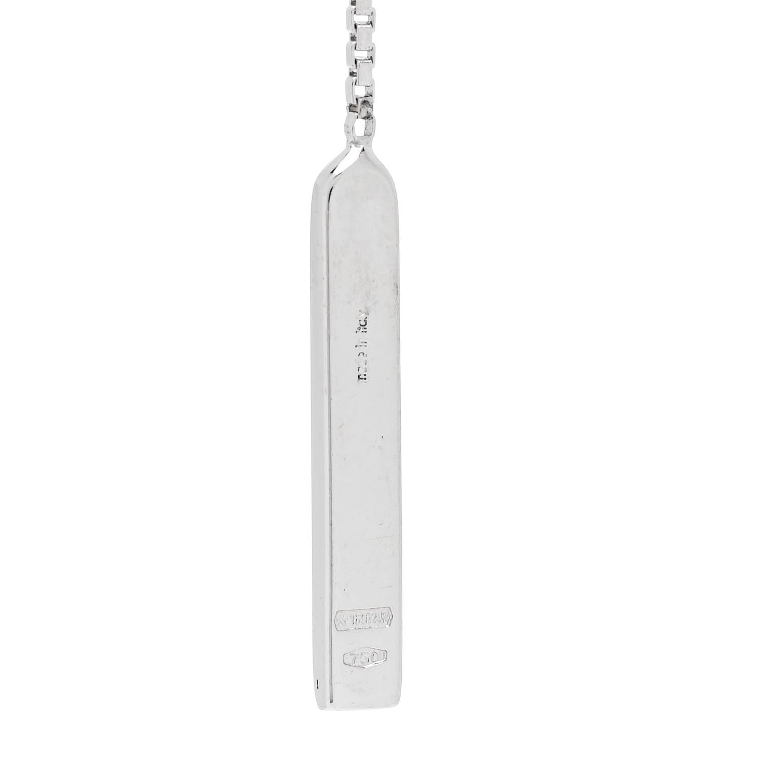 18K White Gold Bar Drop Earrings