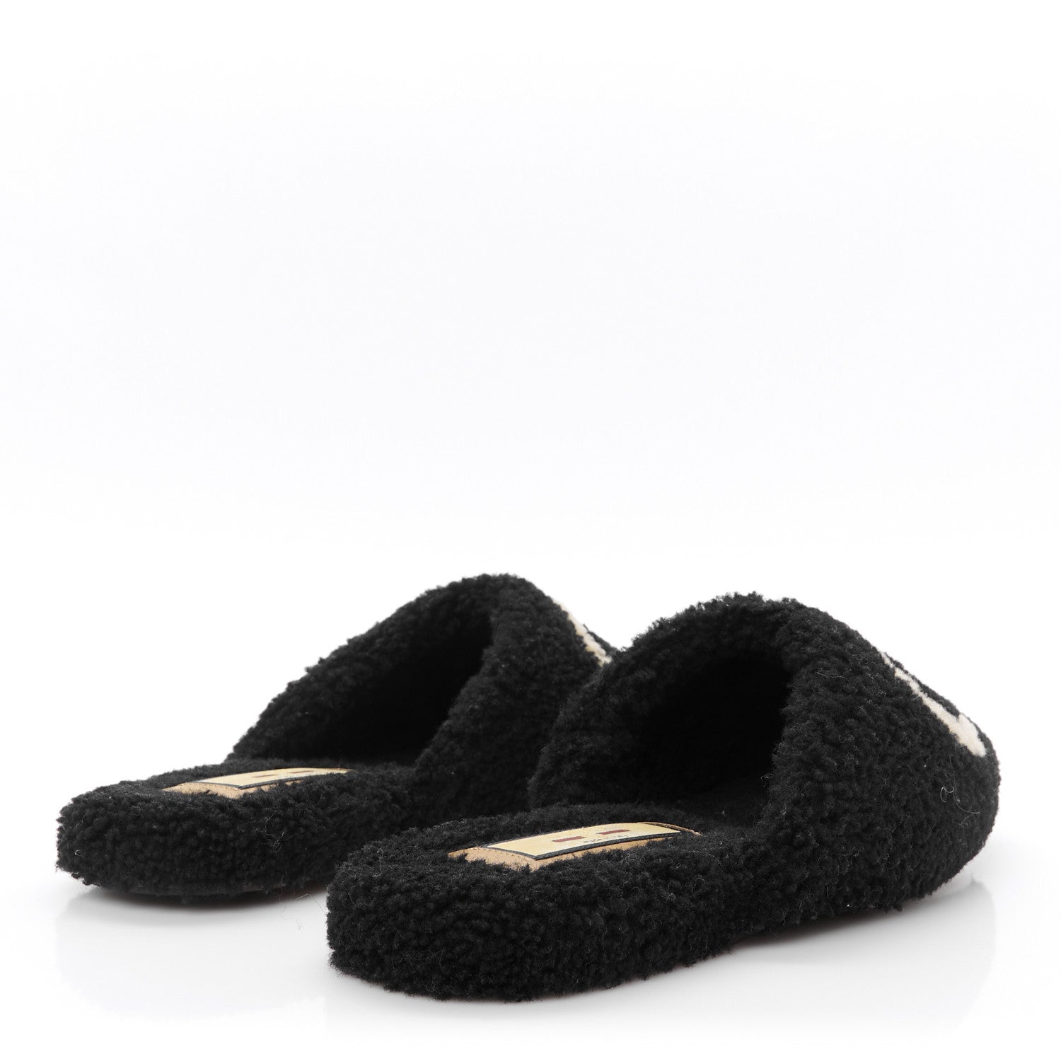 Shearling Interlocking G Mens Eileen Slippers 8 Black Butterscotch