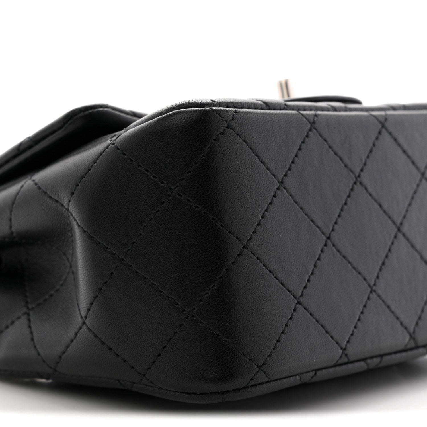 Lambskin Quilted Mini Square Flap Black